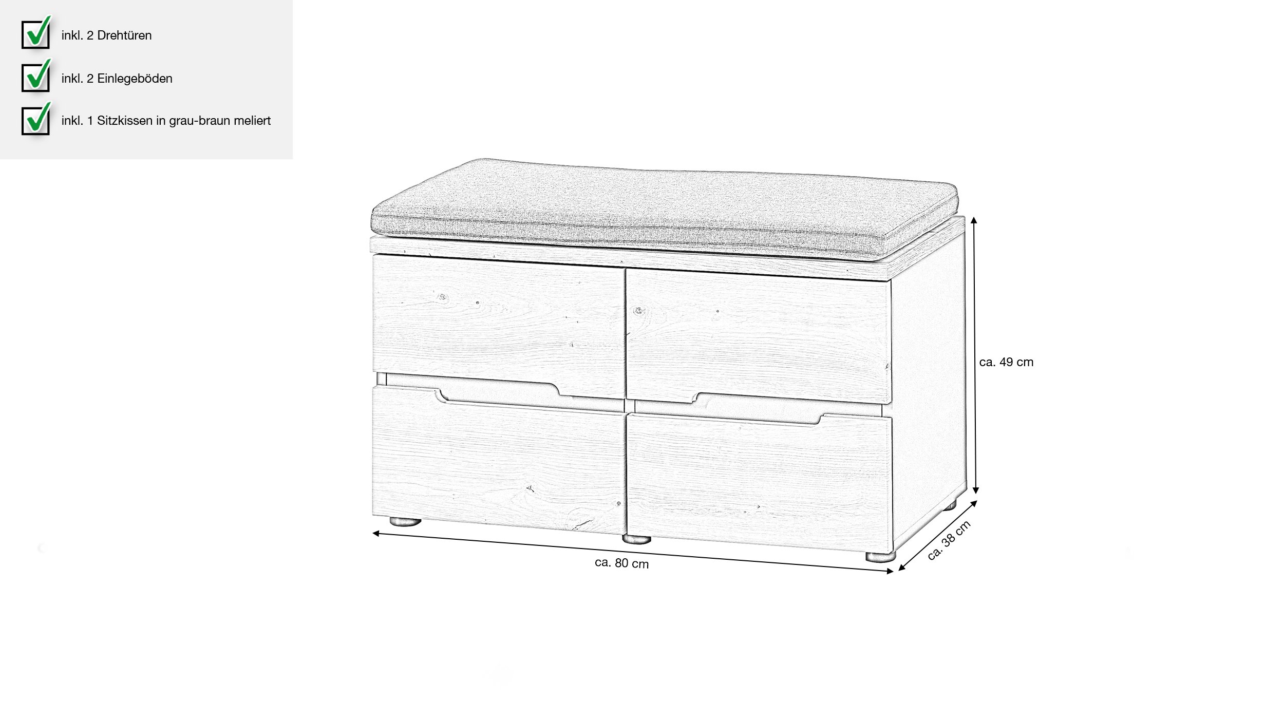 Garderobenbank mit Stauraum Artisan Eiche 80 cm - MEMPHIS