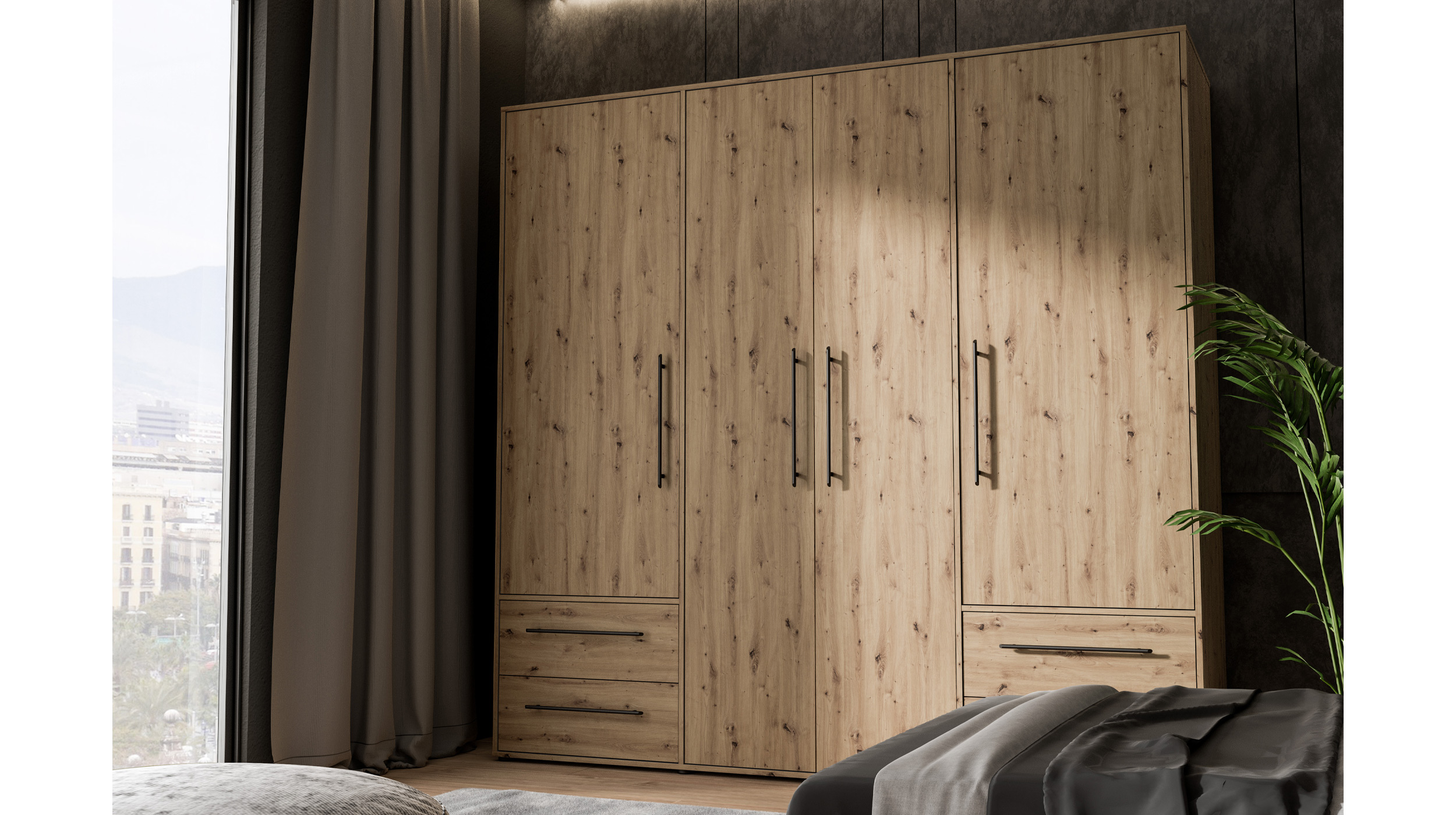 Kleiderschrank Artisan Eiche - 206 cm - MOKKARIS