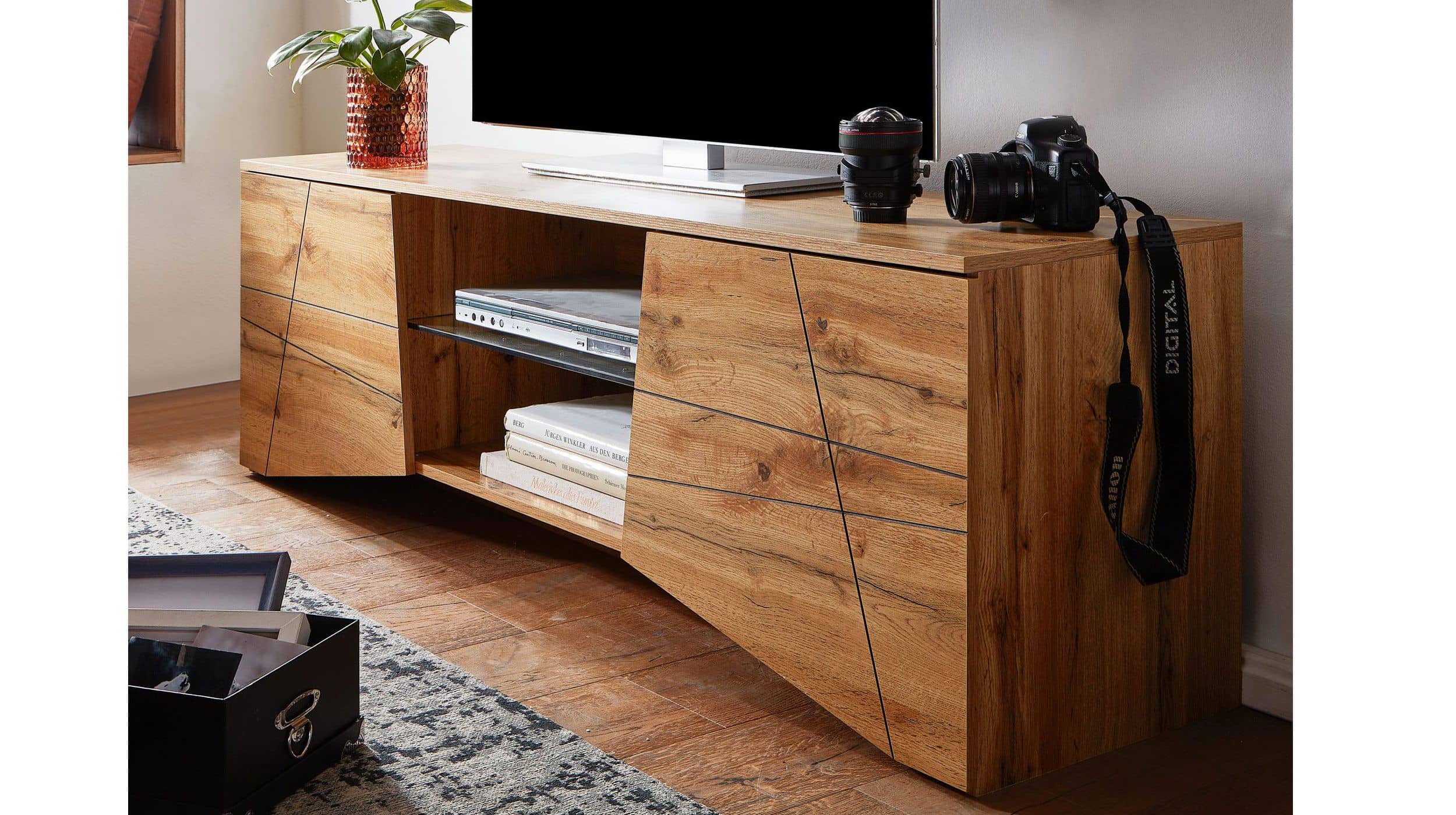 TV - Lowboard Eiche 160 cm - 2-türig - ELVAR 