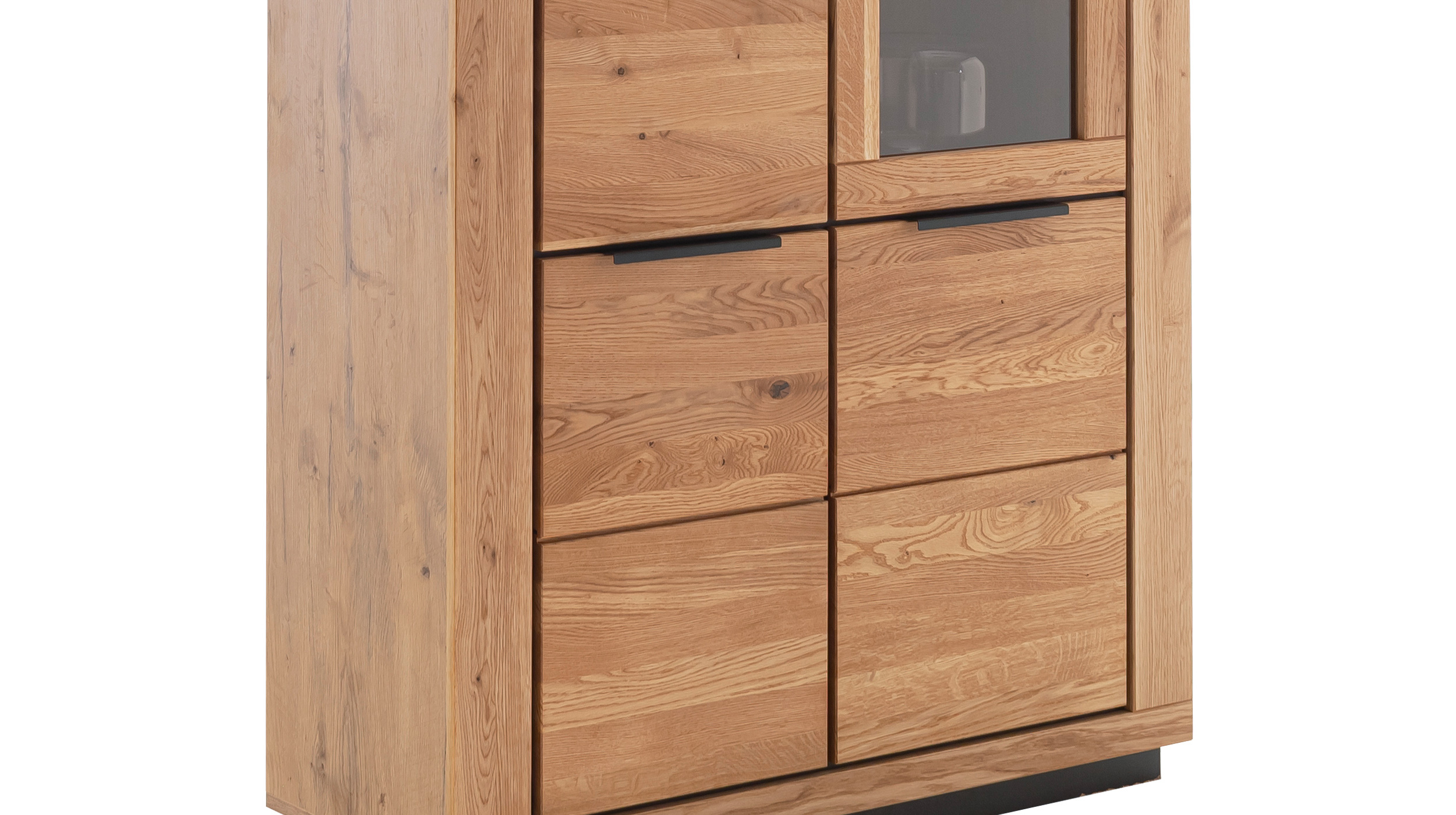 Vitrine mit Glastür Wildeiche teilmassiv geölt Breite 107 cm - GRENO 