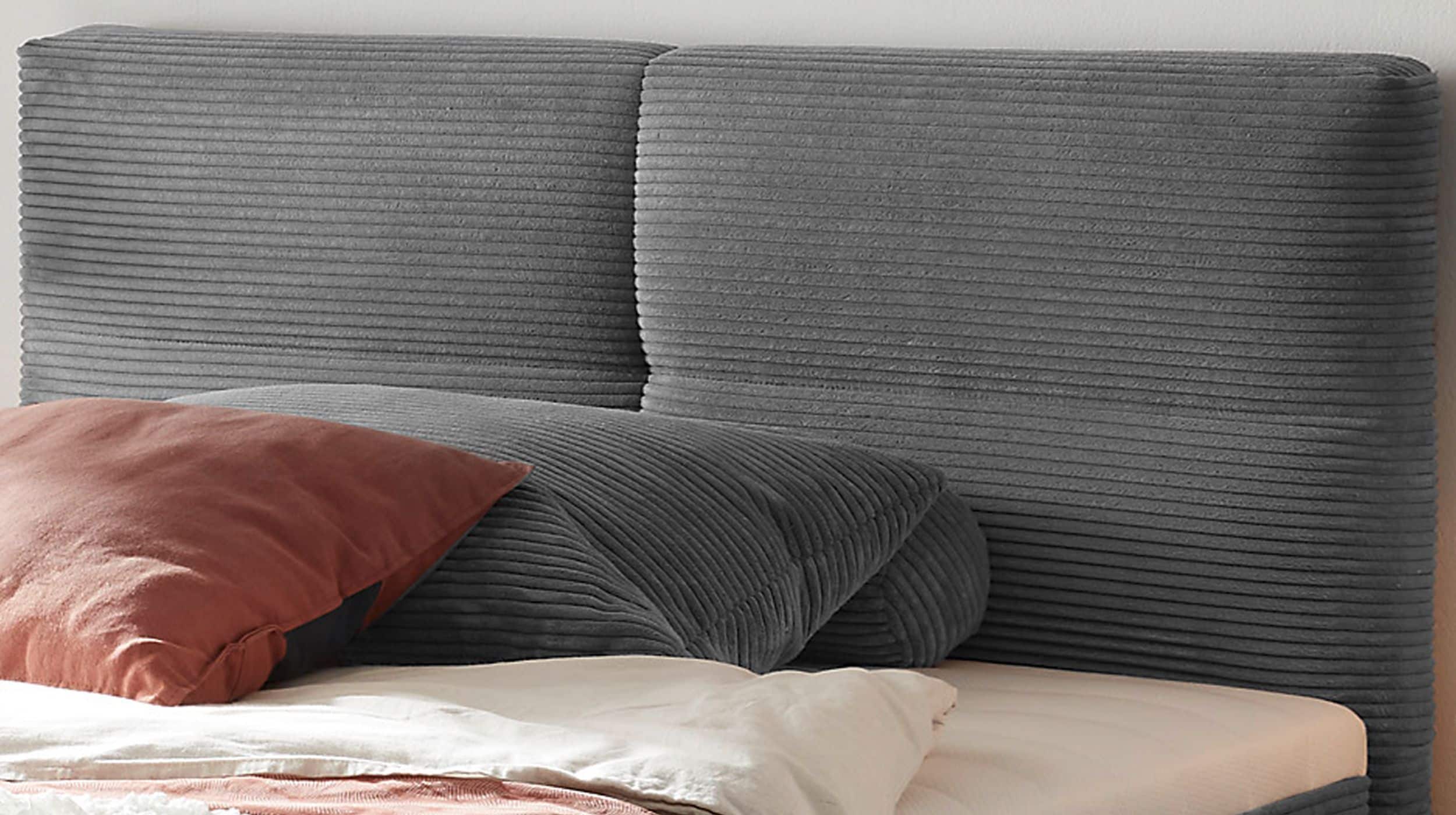 Boxbett Cord grau 120 x 200 cm mit Bettkasten - ANDON