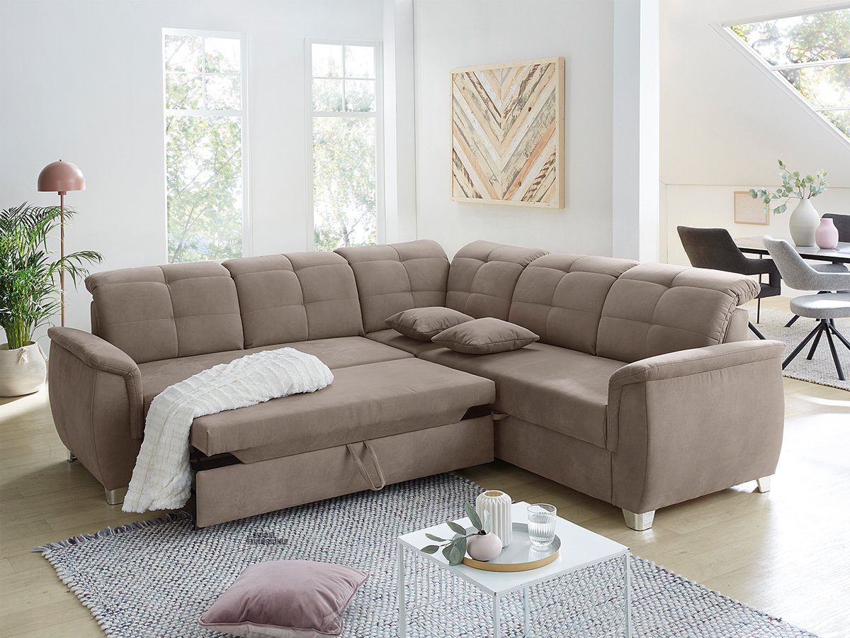 Ecksofa mit Schlaffunktion 263 x 263 cm braun - UDINE