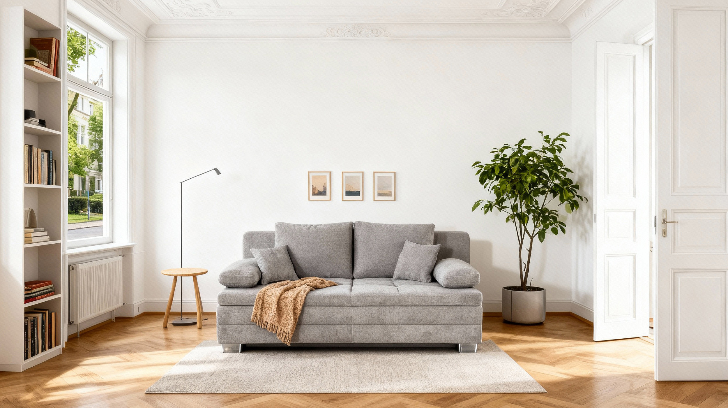 Schlafsofa grau Bettkasten Dauerschläfer Federkern 203 cm - LINDAU