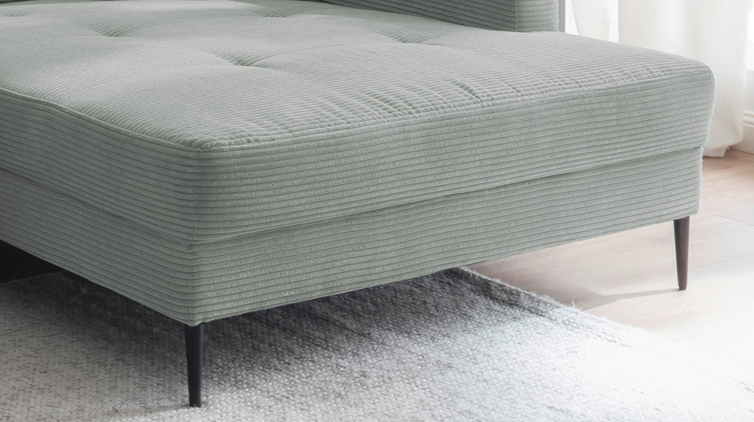 Ecksofa Cord pastell grün 276 x 173 cm - SUMMER