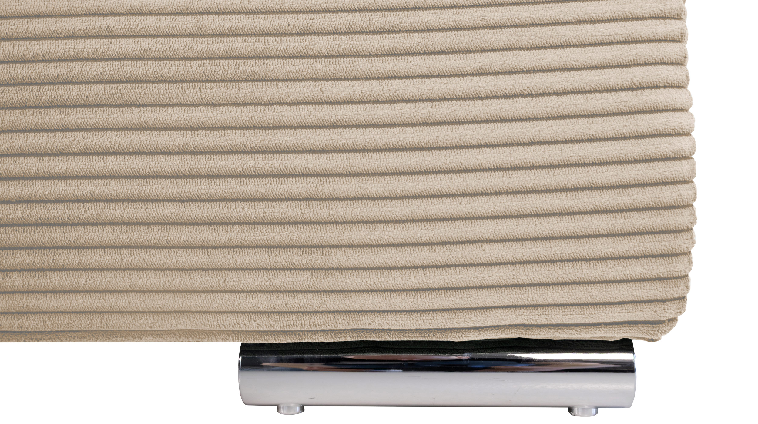 Ecksofa Schlaffunktion Bettkasten creme Cord 261 cm - RAMONA