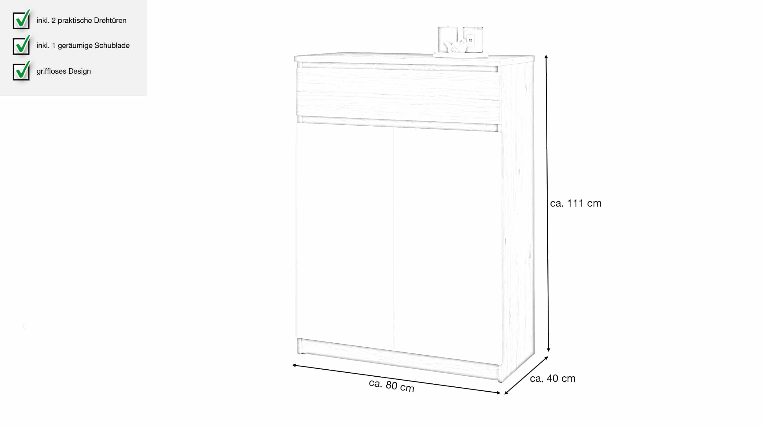 Schuhschrank Jackson Hickory weiß 80 x 111 cm - NAIA 