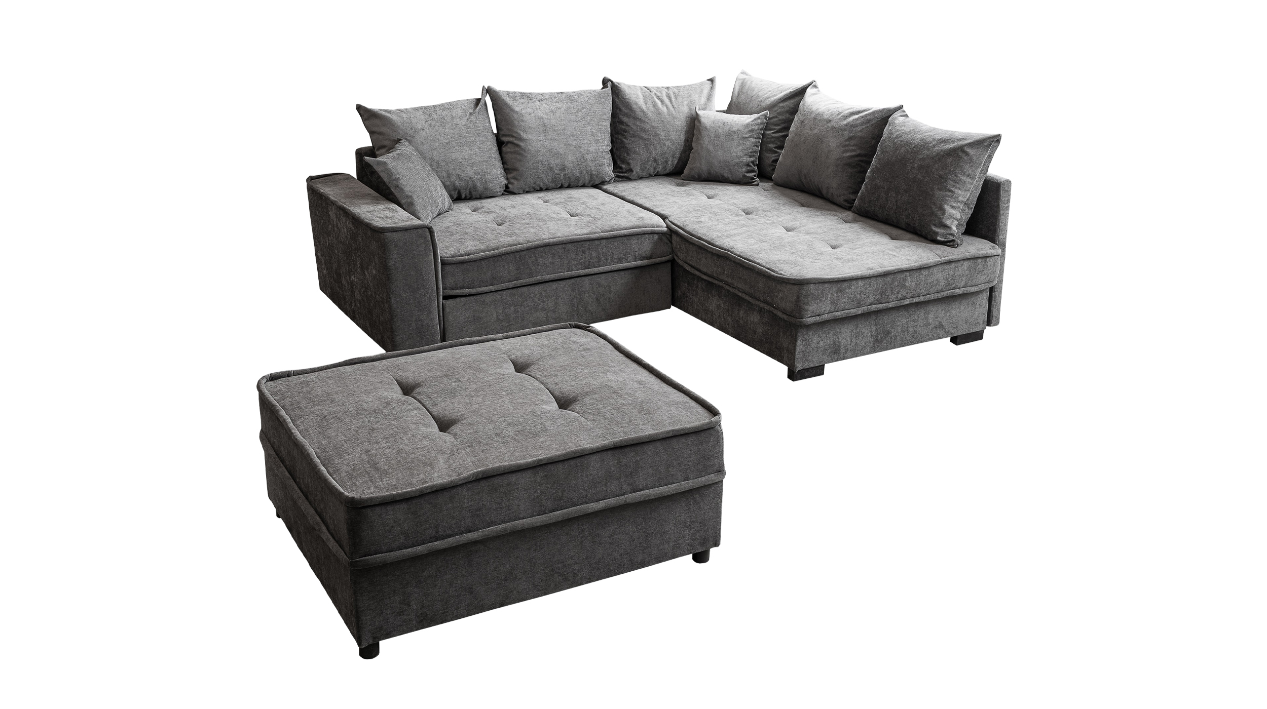 Hocker Sitzhocker 104 x 89 cm Chenille anthrazit - MONTEVIDEO