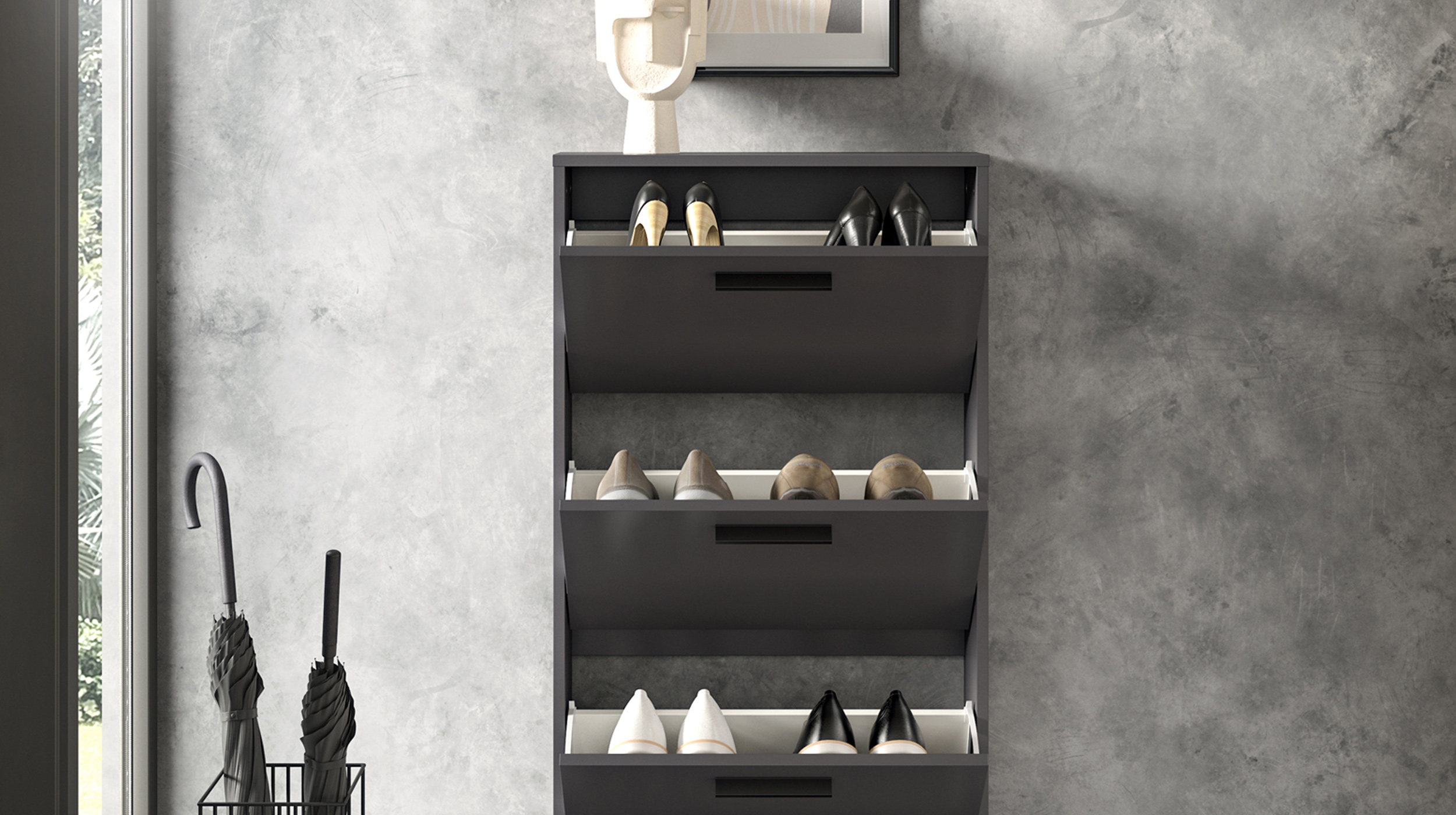 Schuhschrank anthrazit - 59 x 136 cm - SAMMY