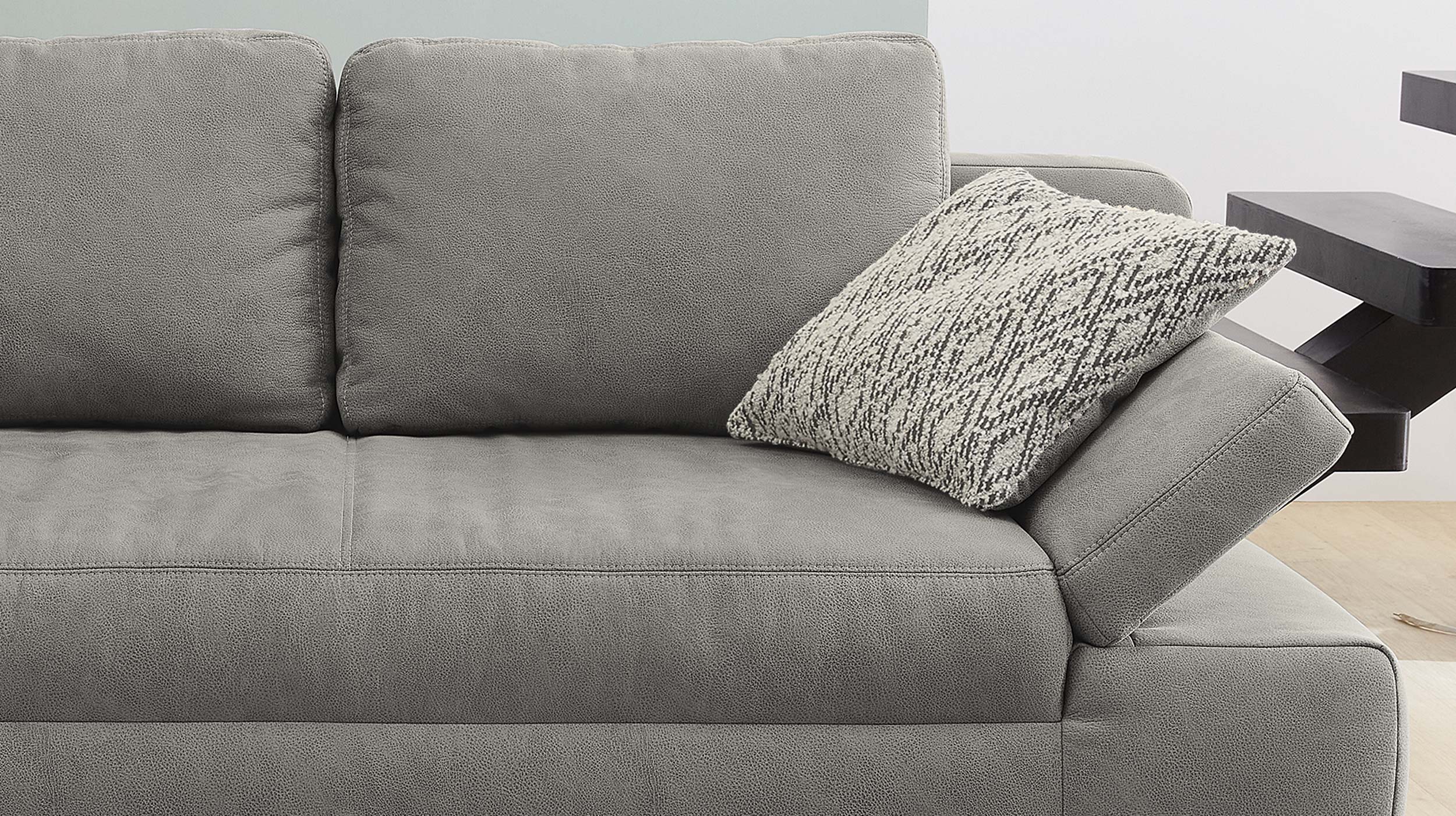 Schlafsofa grau mit Bettkasten Federkern 200 cm - JANO
