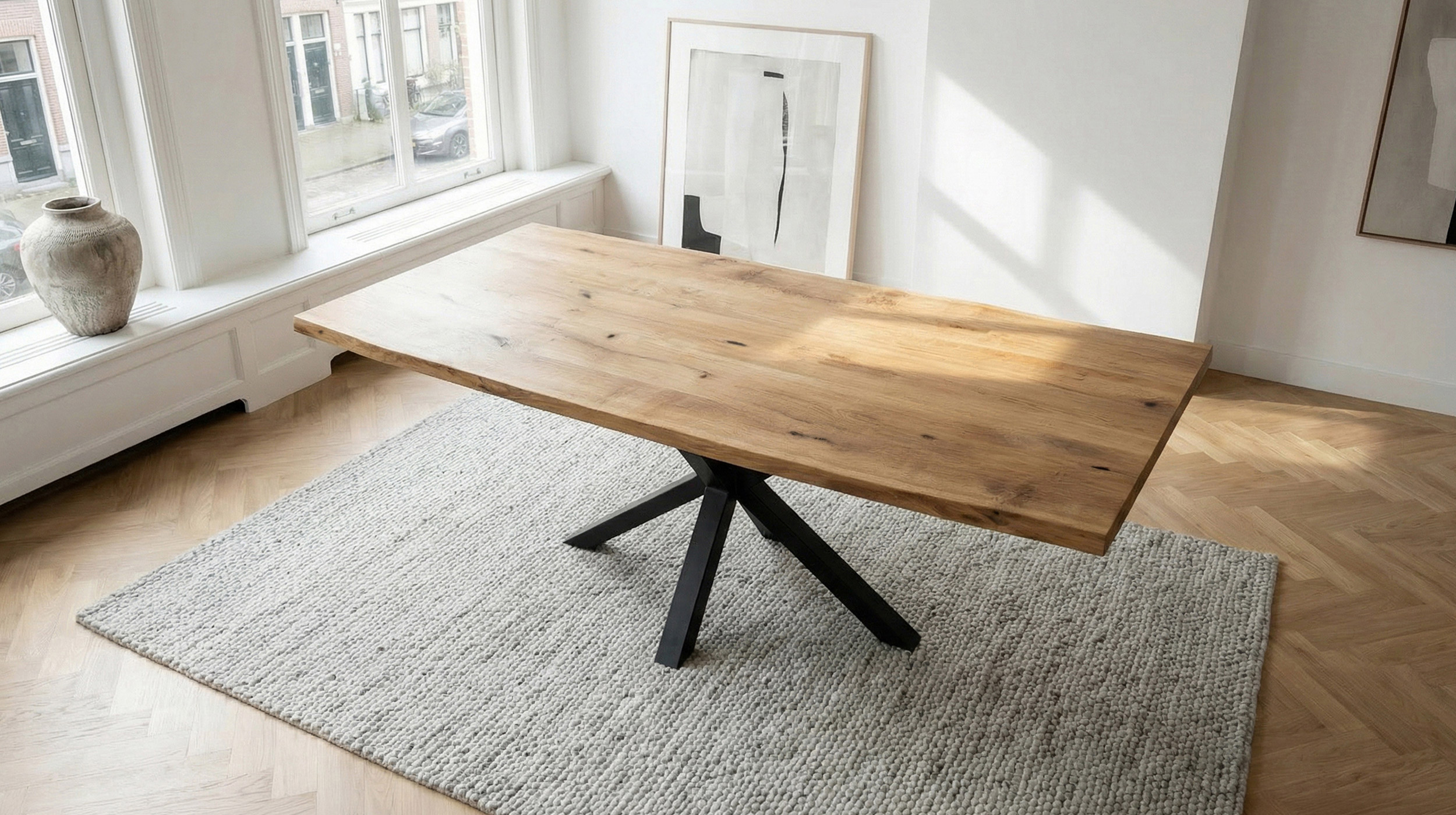 Esstisch Baumkantentisch Optik 220 cm massiv Wildeiche geölt - DAHLIA