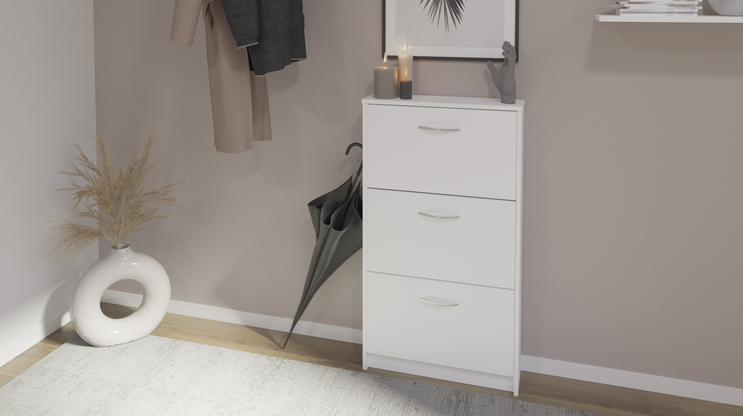 Schuhschrank weiß 59 x 105 cm - 3-türig - STEP