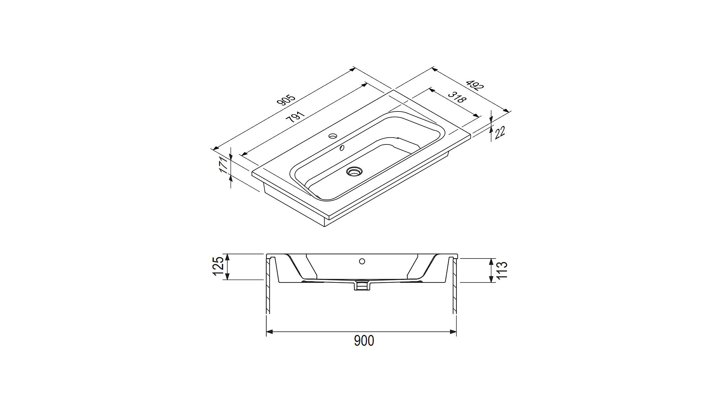 Badmöbel-Set Eiche - 2 Teile - Waschtisch 90 cm - SOLVEIG