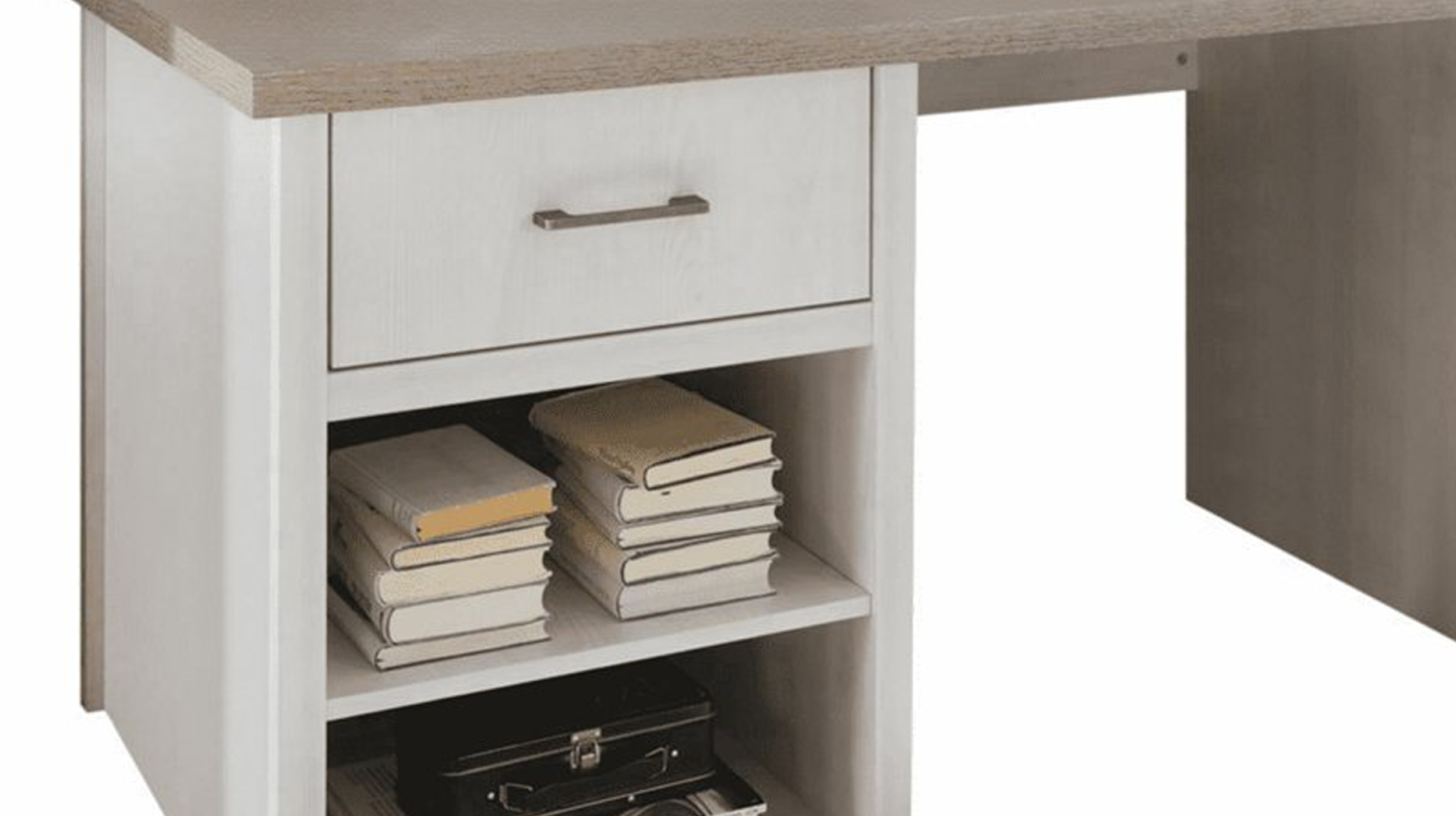 Computerschreibtisch Pinie weiß -Trüffel 141 cm - LUCA