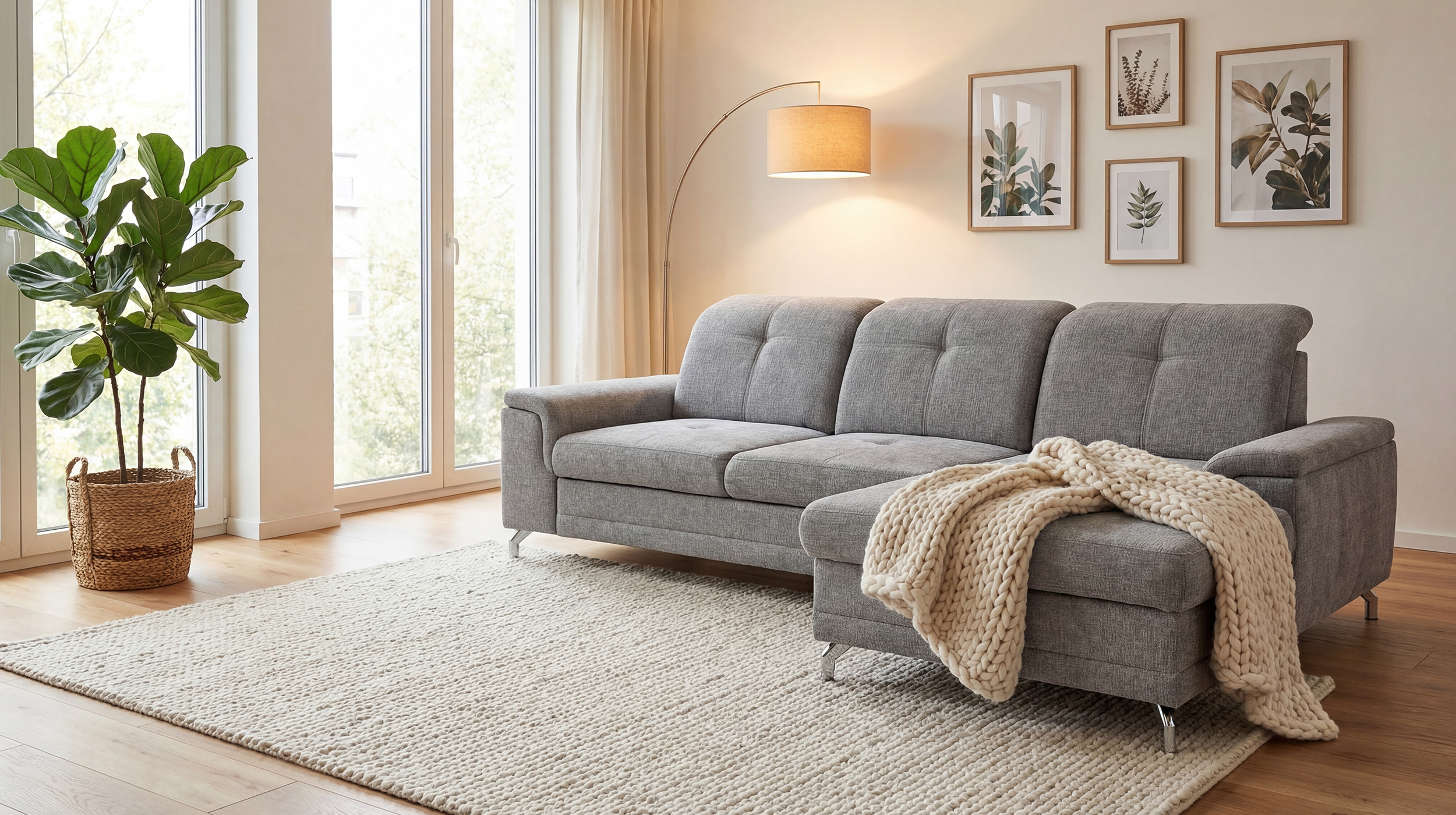 Ecksofa mit Schlaffunktion grau 270 x 180 cm - Bettkasten - BRITTA