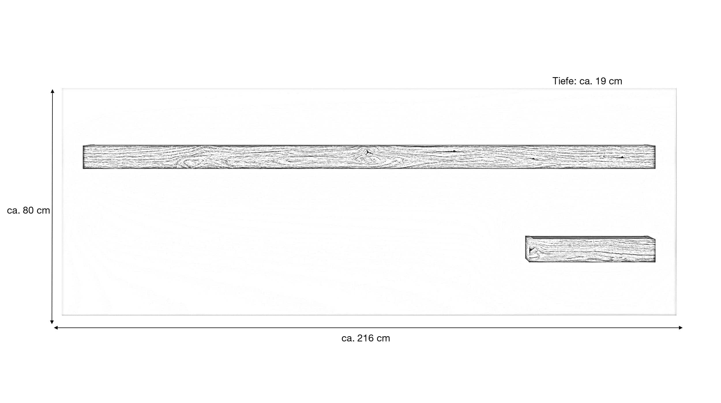 Wandboard weiß - Coast Evoke Eiche 216 cm - ORETA