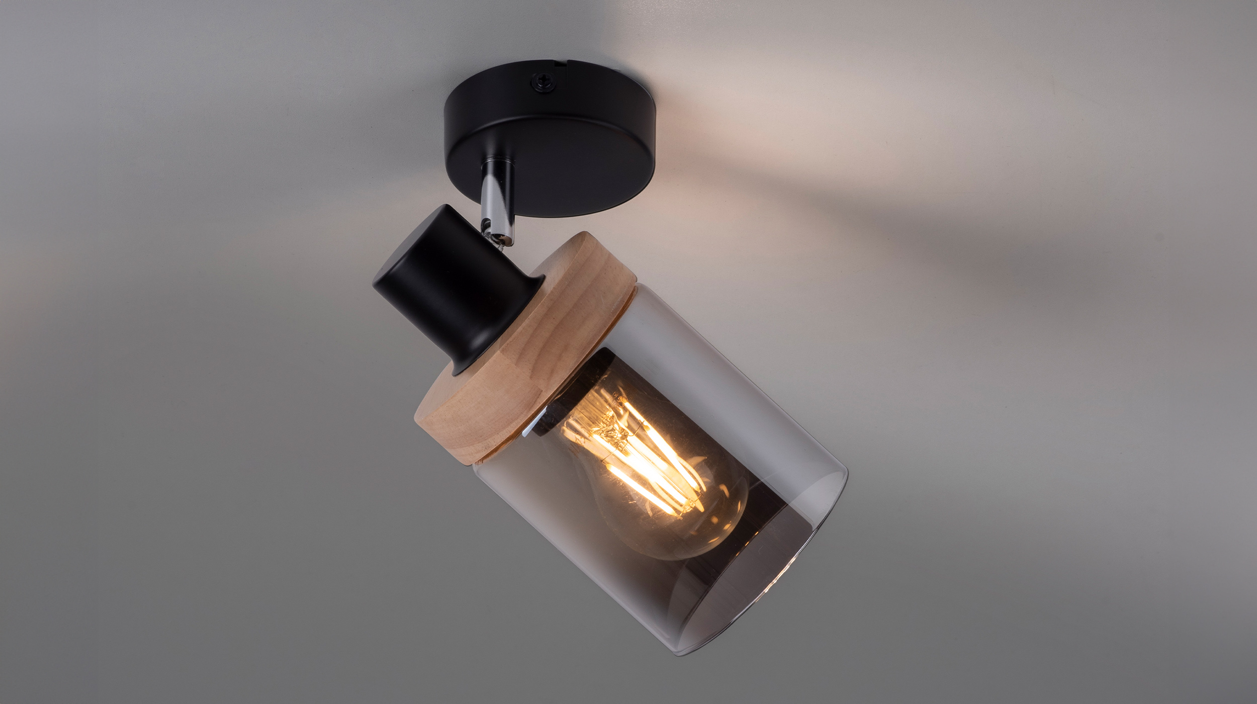 Wandlampe schwarz Rauchglas 1-flammig drehbar - PASQUAL