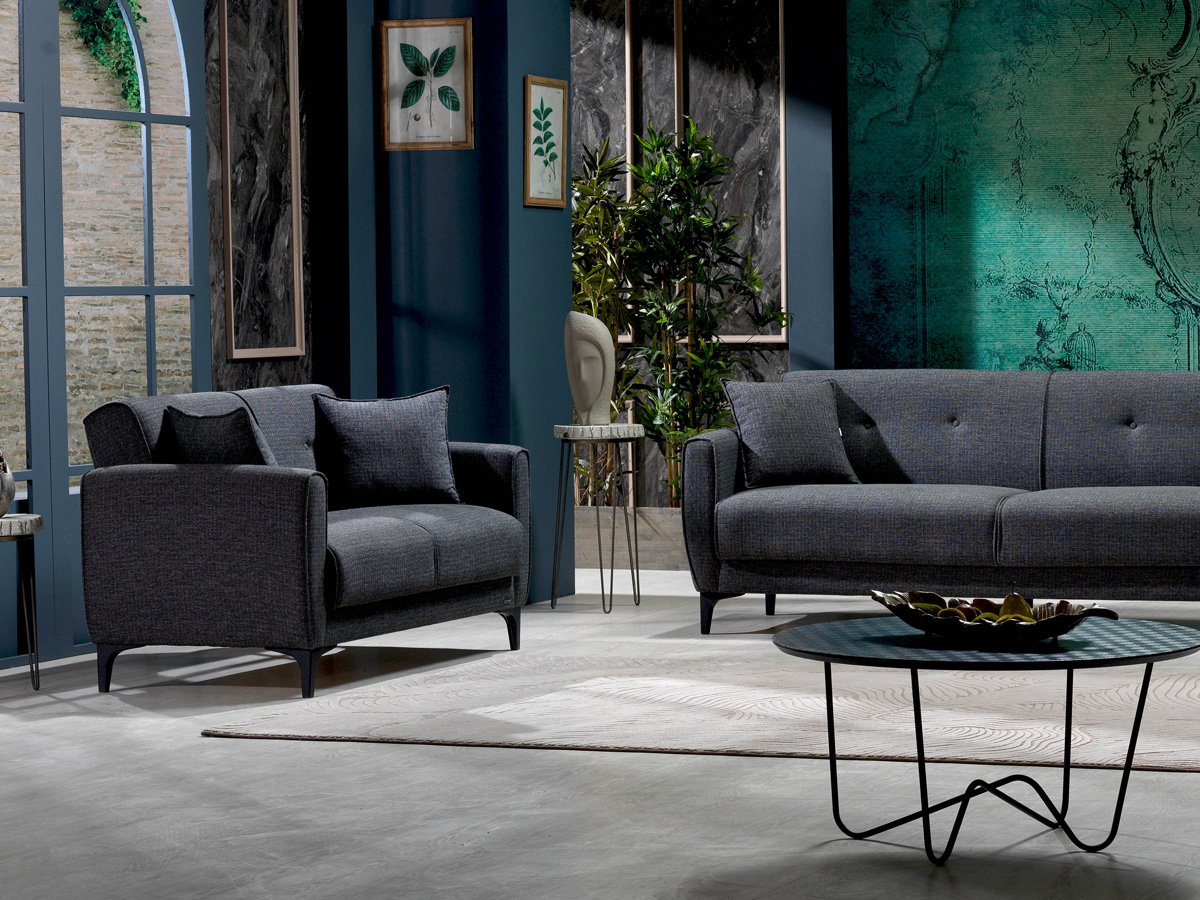 Einzelsofa anthrazit Schlaffunktion ausziehbar 2-Sitzer 138 cm - SAHIN