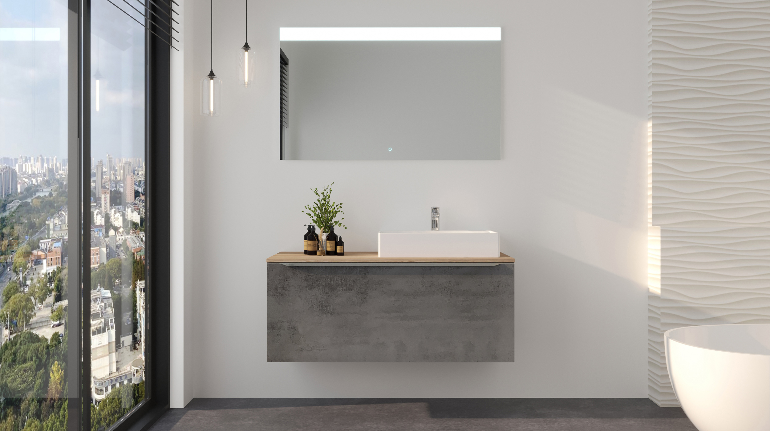 Badmöbel-Set grau - 2 Teile - Waschtisch 120 cm - RISCADO