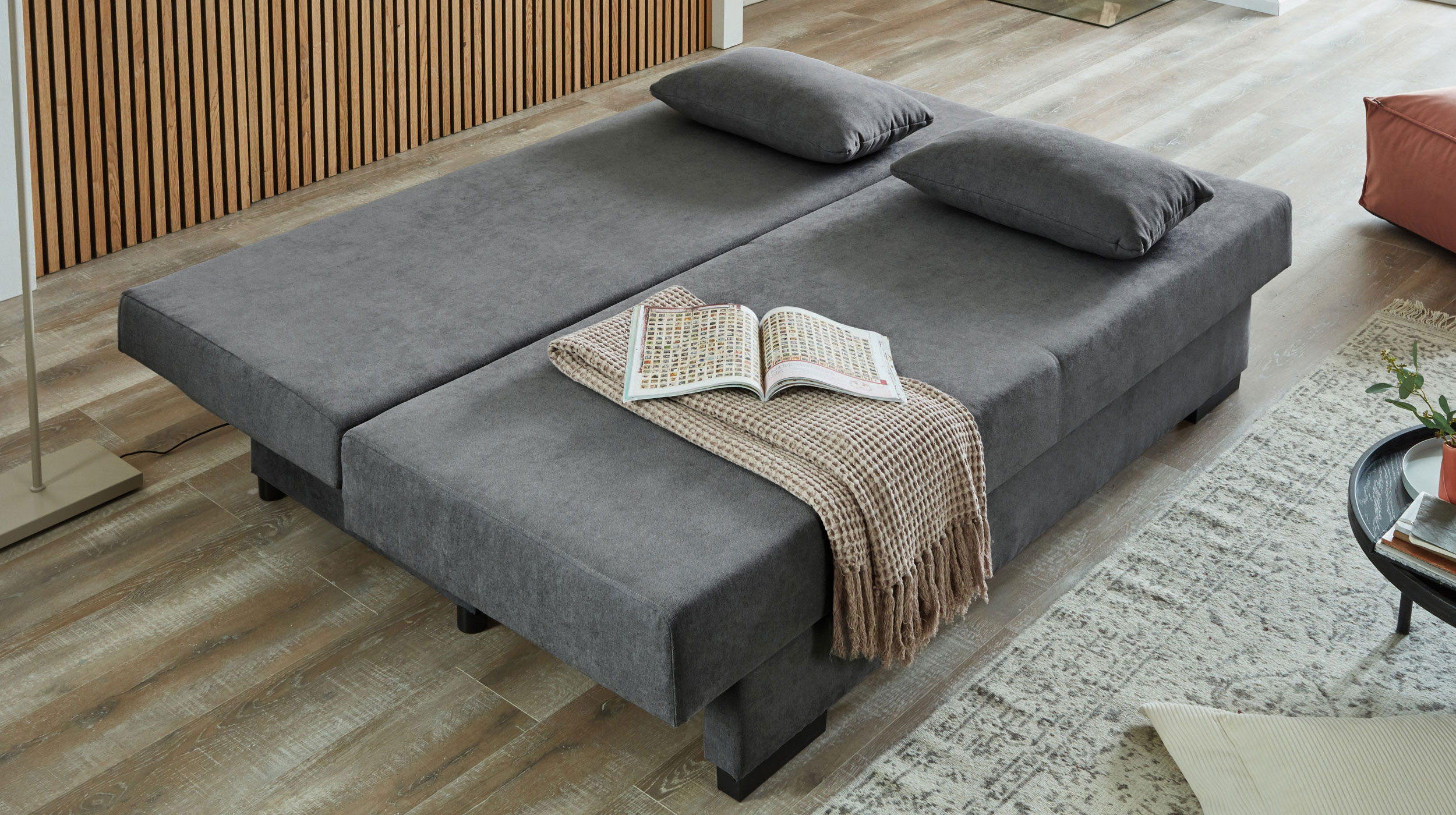 Schlafsofa anthrazit Bettkasten ausziehbar 190 cm - GRONINGEN Schlafsofa anthrazit Bettkasten ausziehbar 190 cm - GRONINGEN