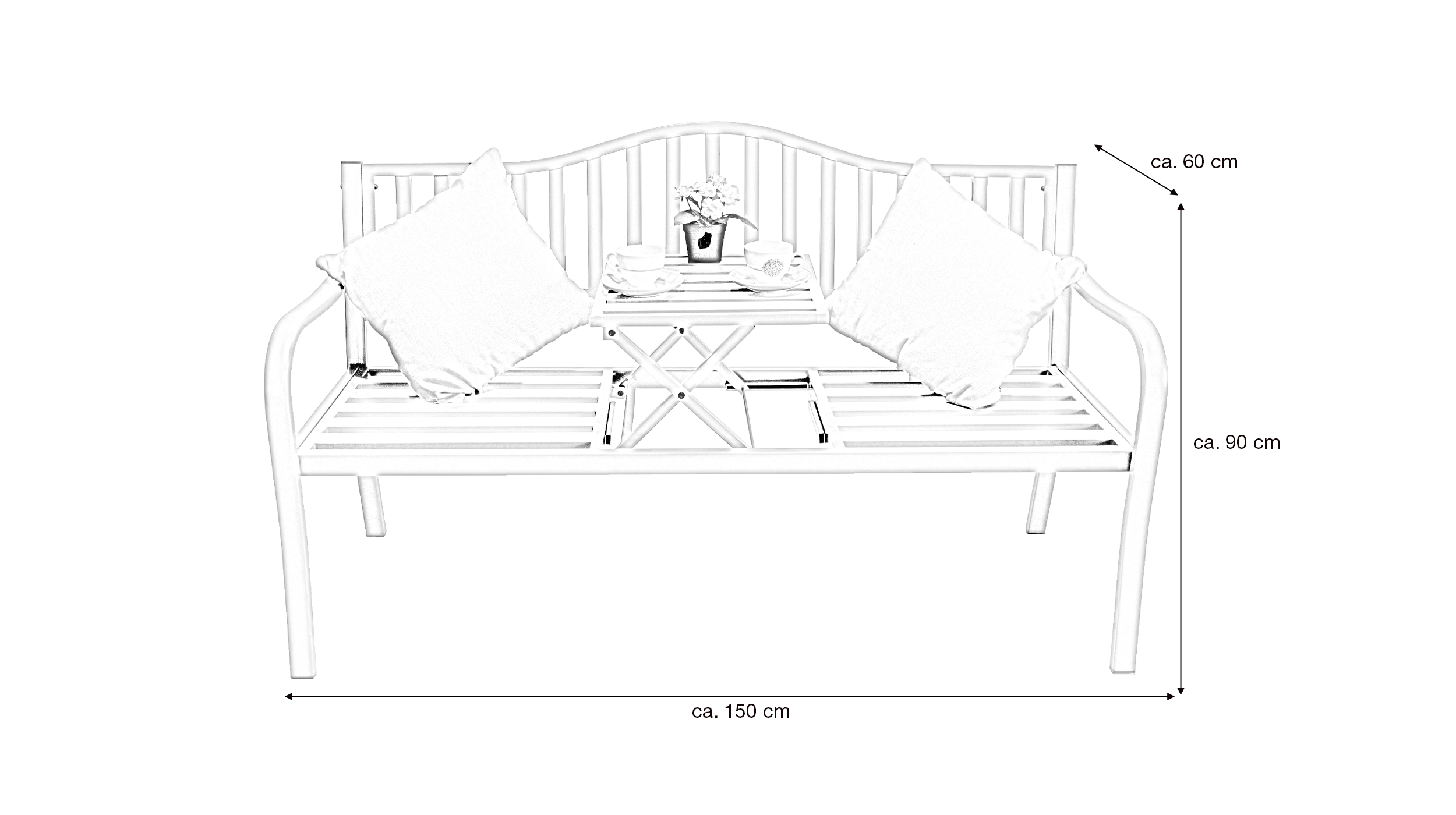 Gartenbank Metallgestell beige 150 cm - MARITA
