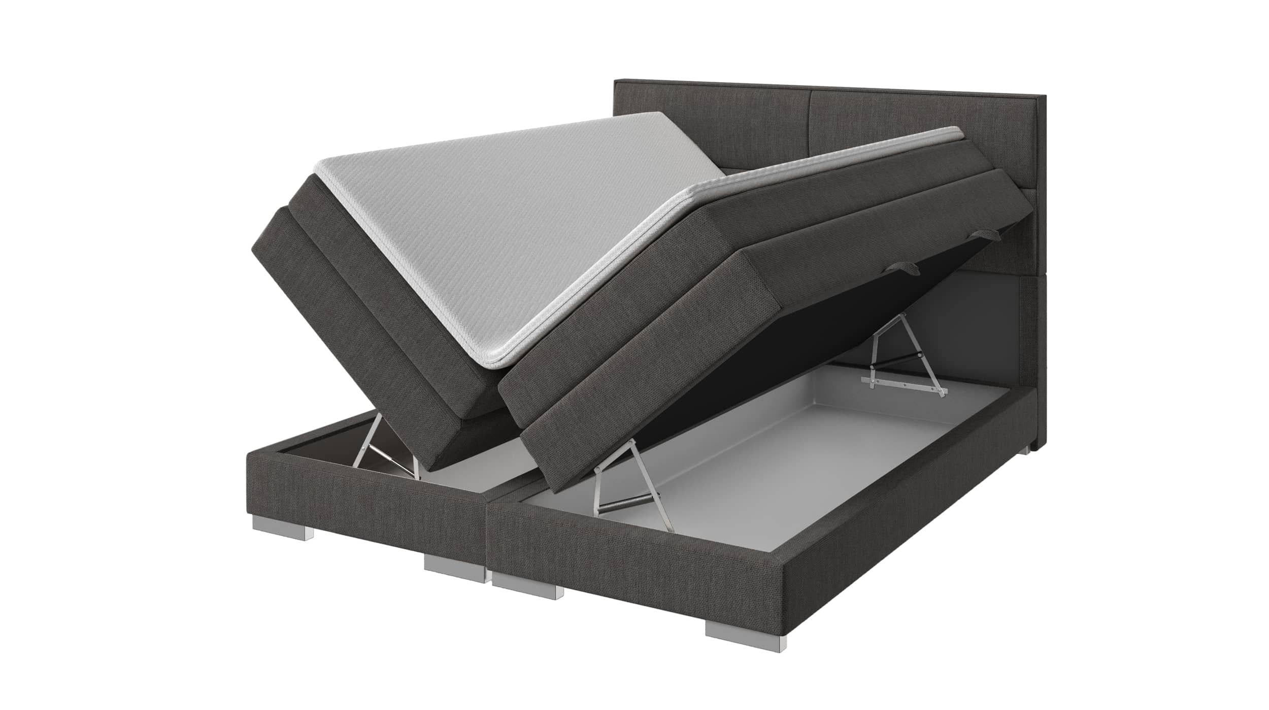 Boxspringbett 200 x 200 cm grau - Bettkasten - MANDEWILLA