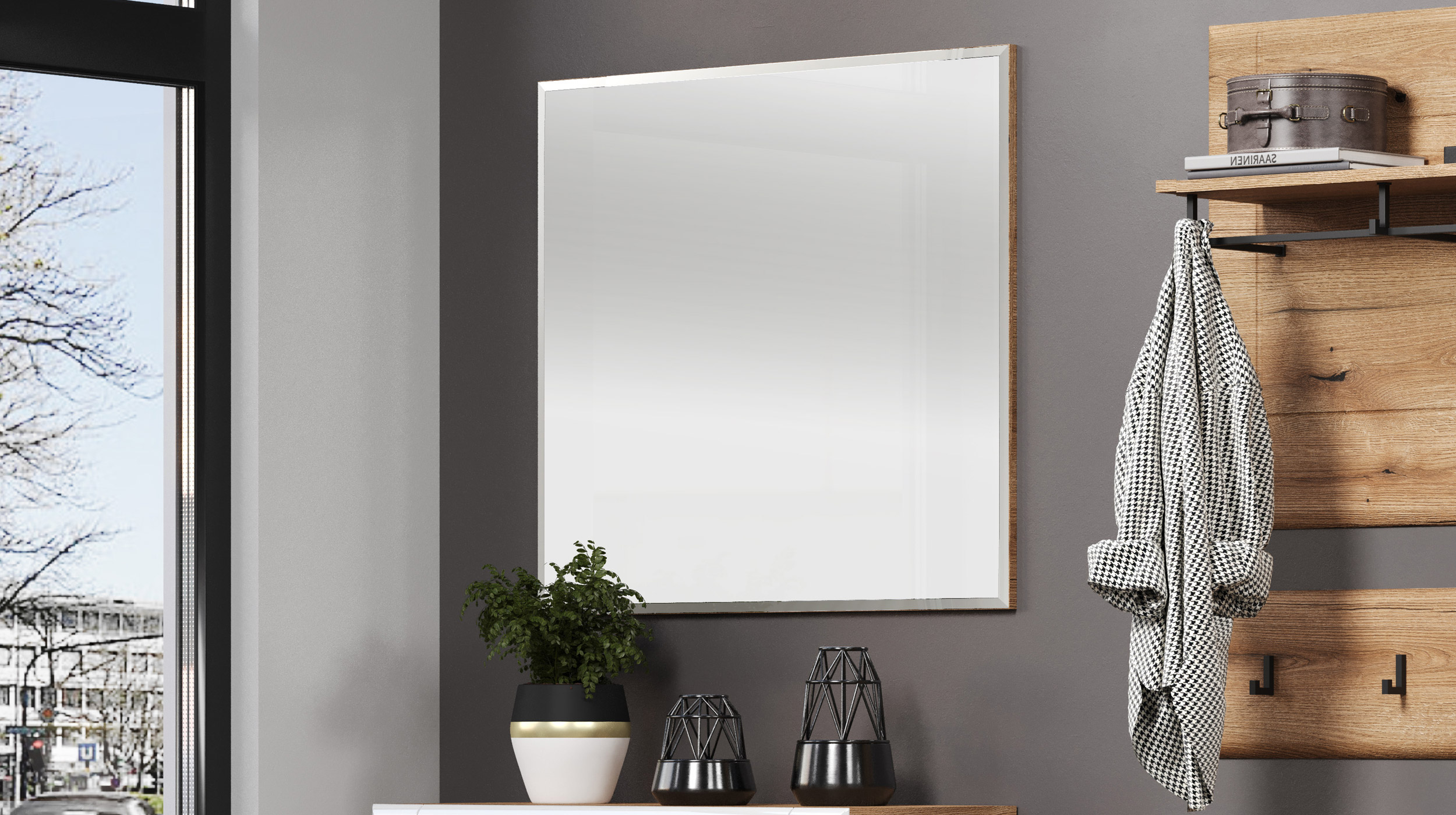 Wandspiegel Eiche 91 x 80 cm - JARON Wandspiegel Eiche 91 x 80 cm - JARON