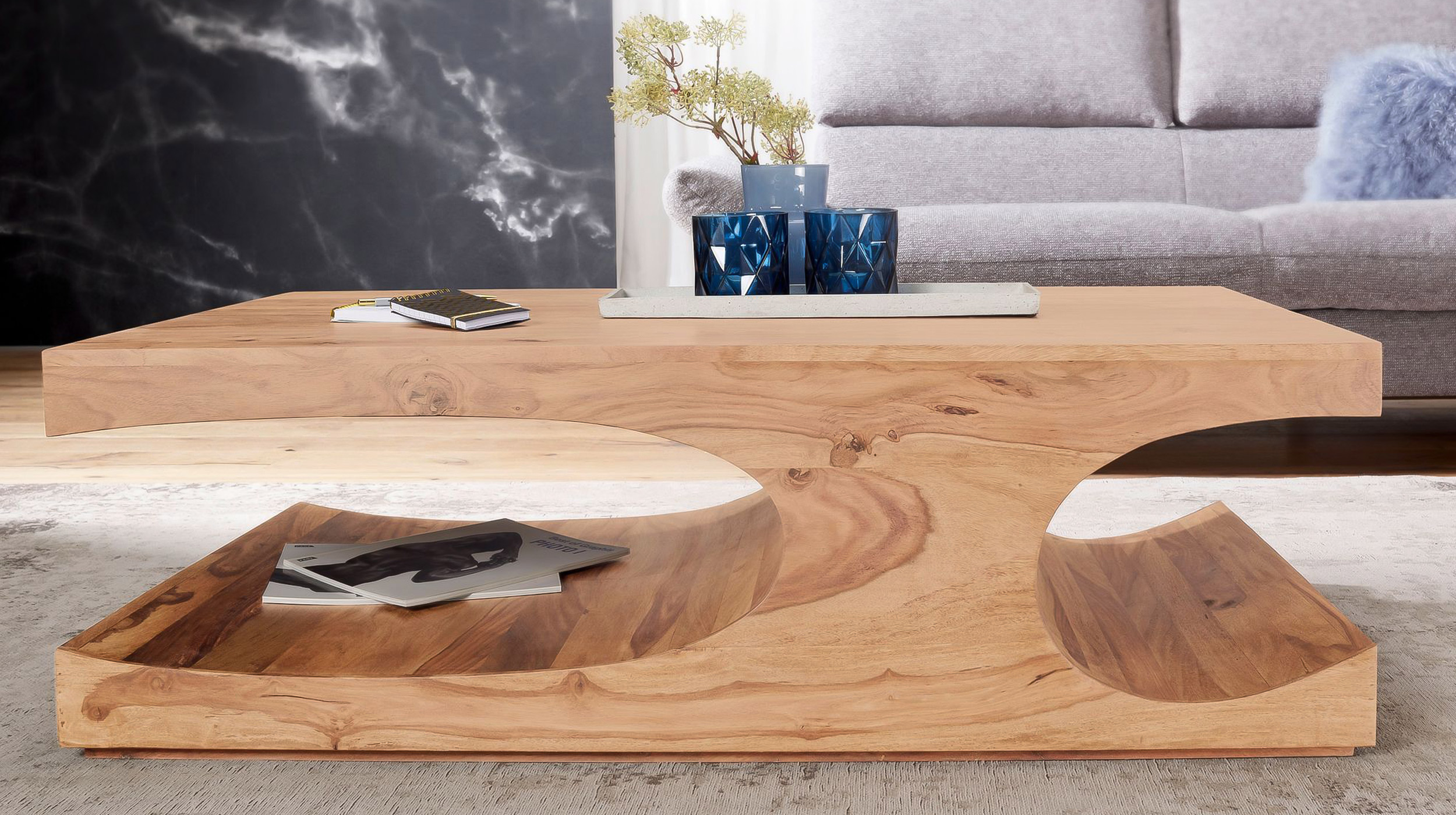 Couchtisch Akazie massiv lackiert 118 x 70 cm - SKARN