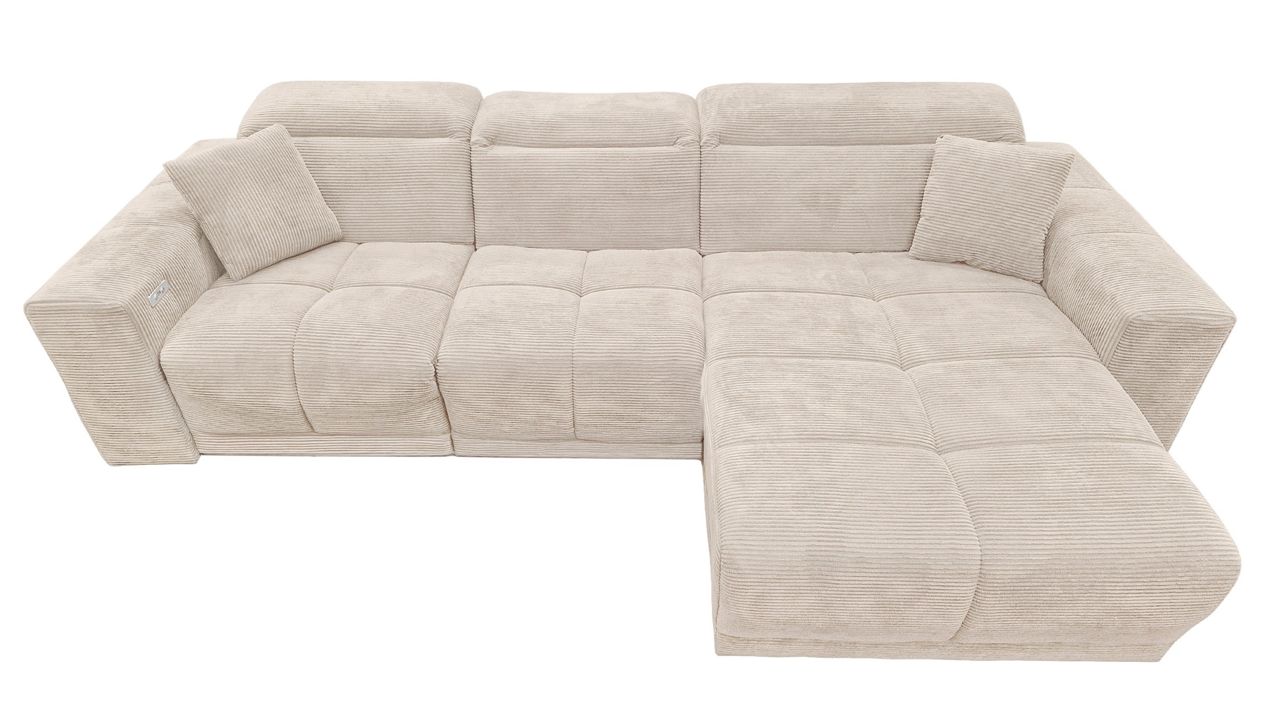 Ecksofa Cord beige 302 x 167 cm mit Relaxfunktion - OT rechts - TONI