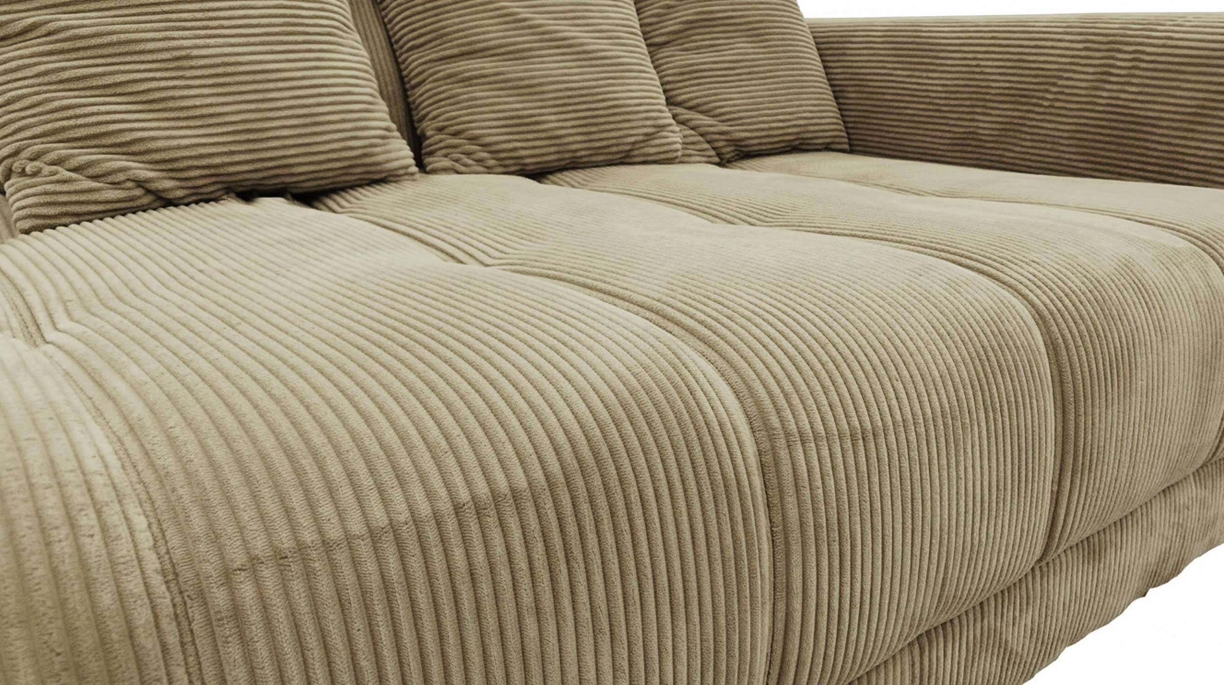 Ecksofa Cord grün elektrisch ausfahrbar 300 cm - OT links - ARTEMIS