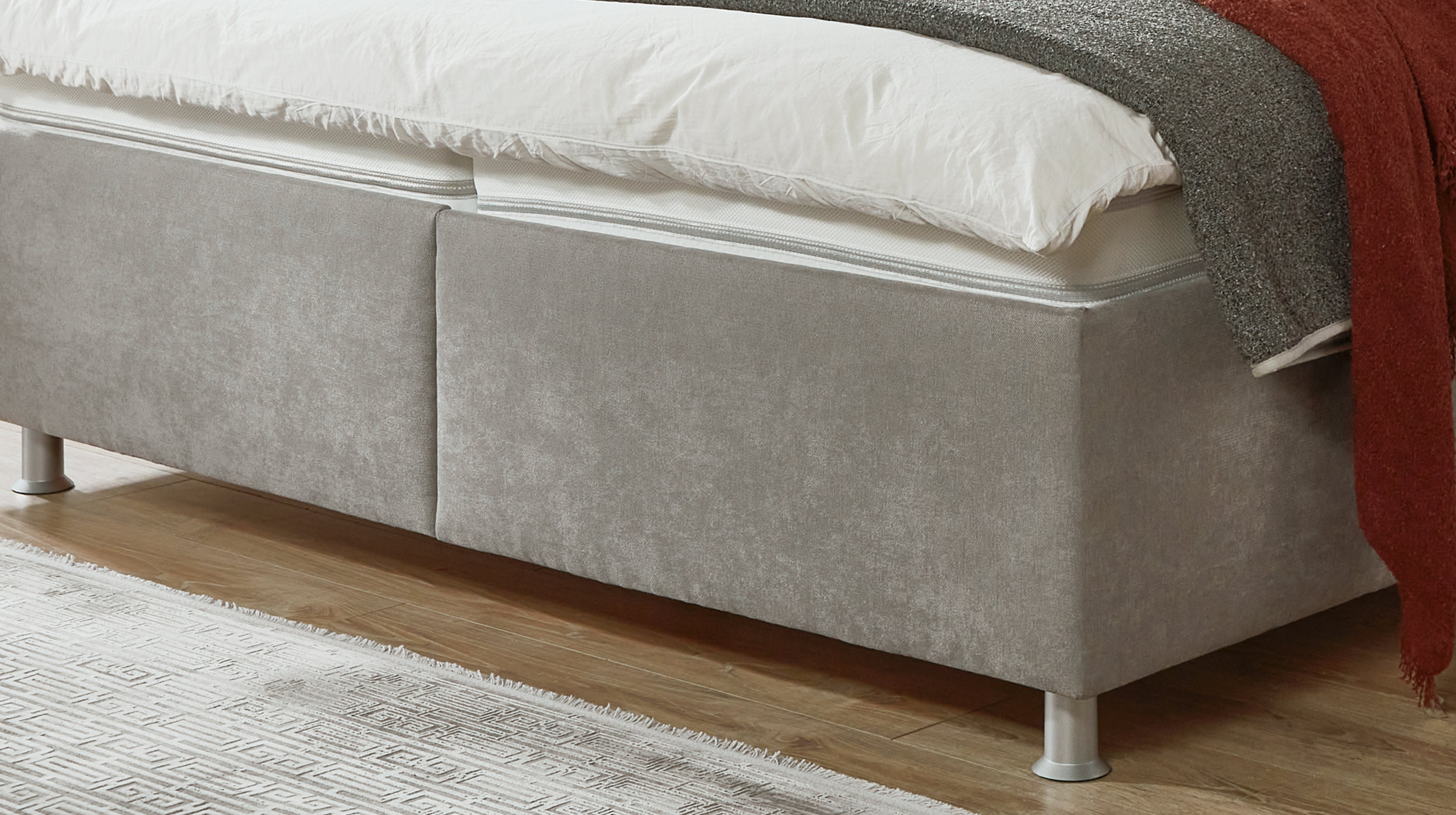 Boxbett 200 x 200 cm mit Bettkasten grau Microfaser - AVOLA 