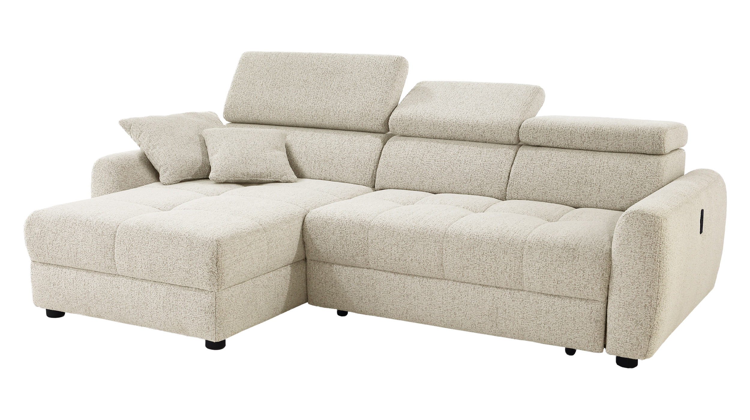 Ecksofa elektrisch ausfahrbar beige 270 cm - MOVE