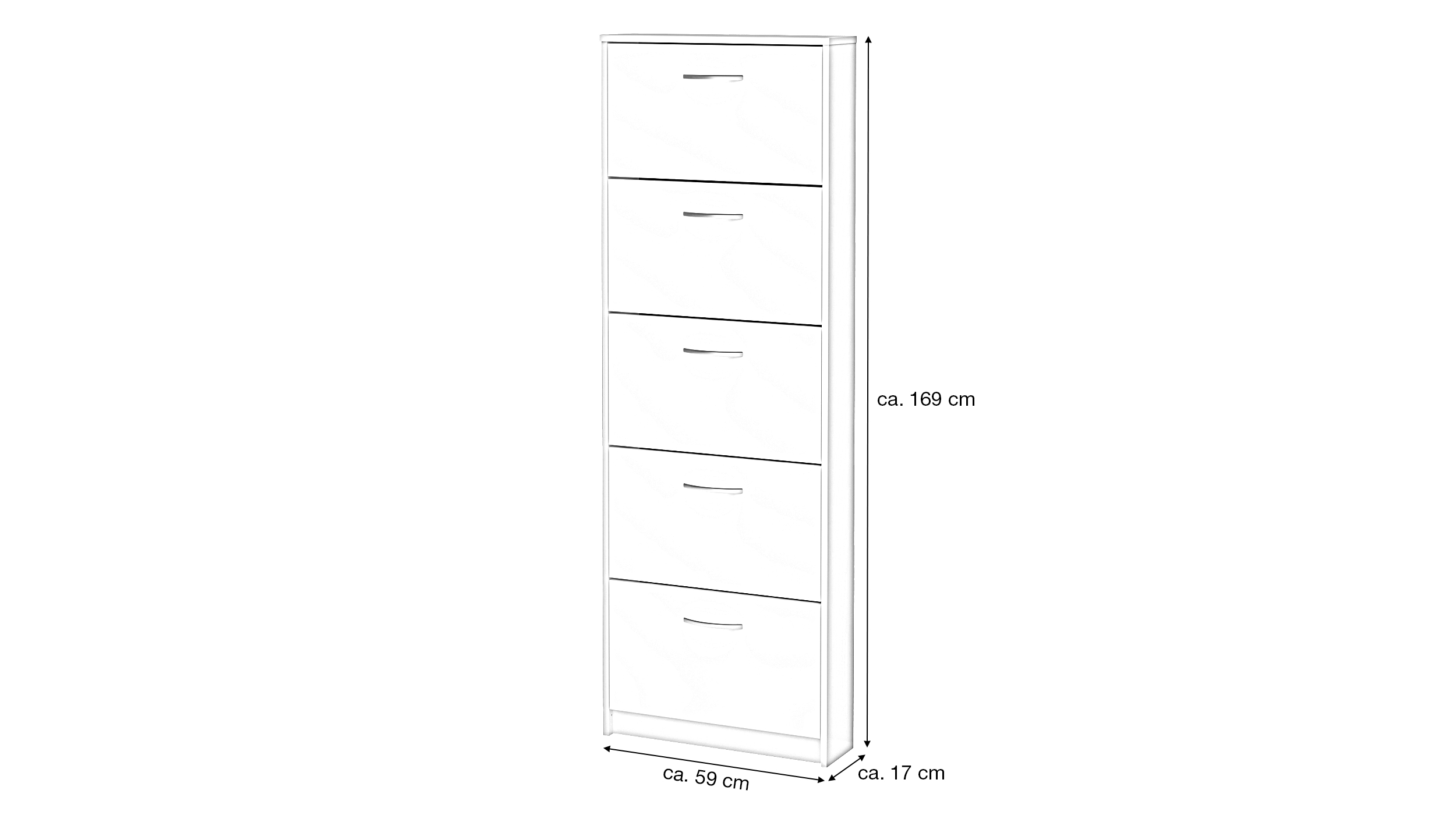 Schuhschrank weiß 59 x 169 cm - 5-türig - STEP