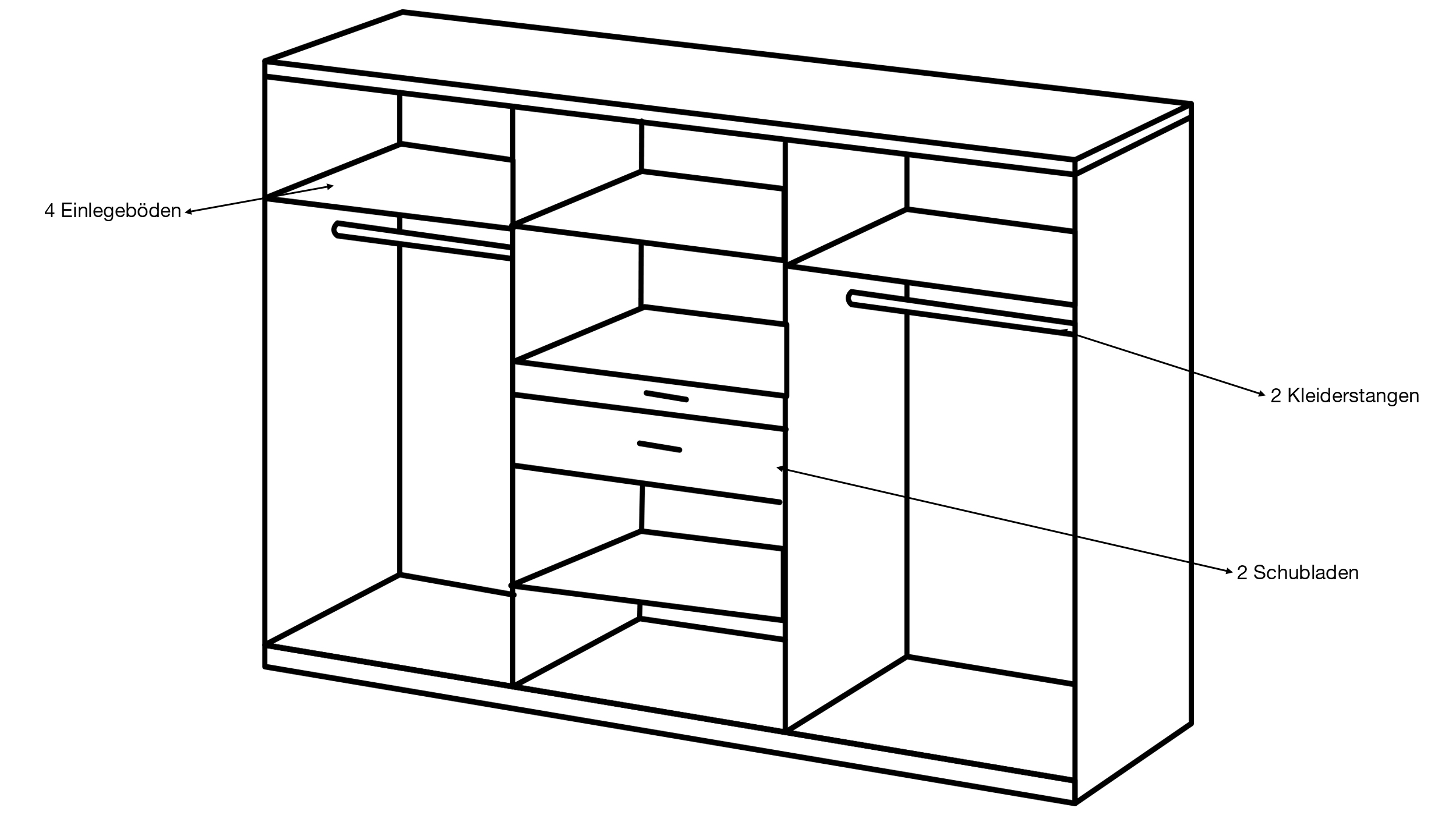 Kleiderschrank mit Spiegel 270 cm grau - graphit 6-türig - XANTEN