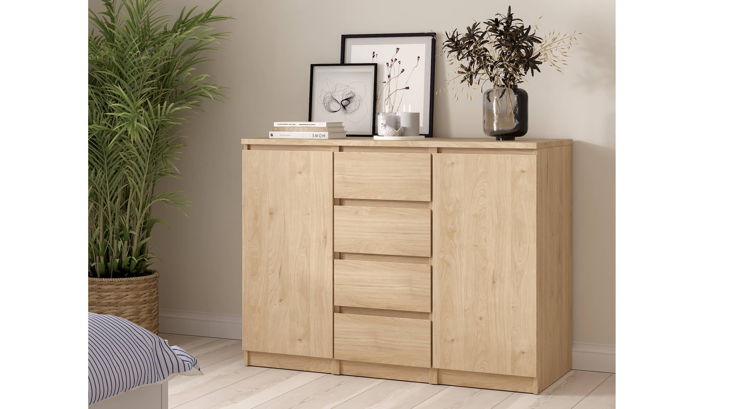 Sideboard mit 4 Schubladen Jackson Hickory 121 cm - NAIA 