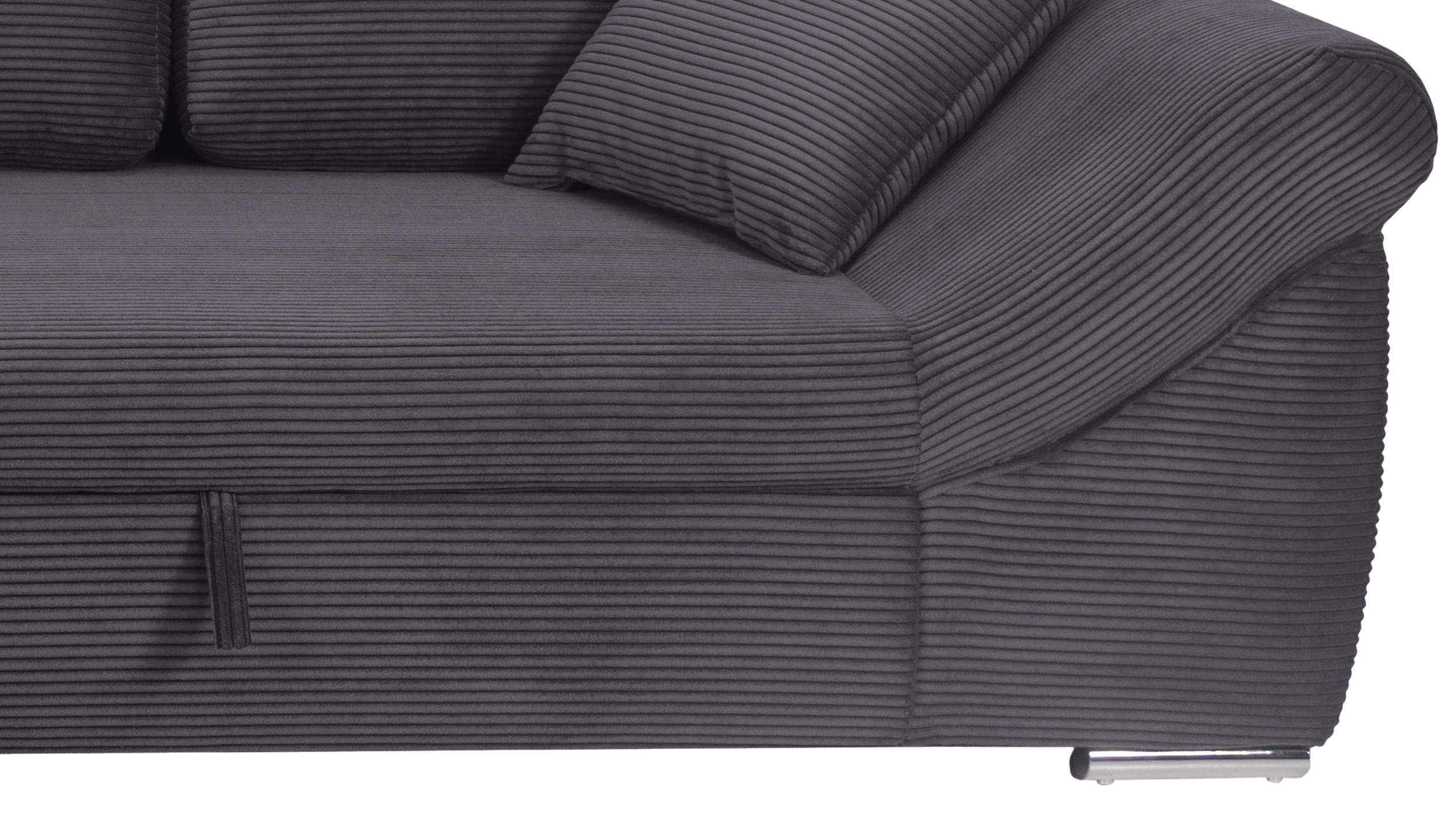 Ecksofa Schlaffunktion Bettkasten anthrazit Cord - RAMONA