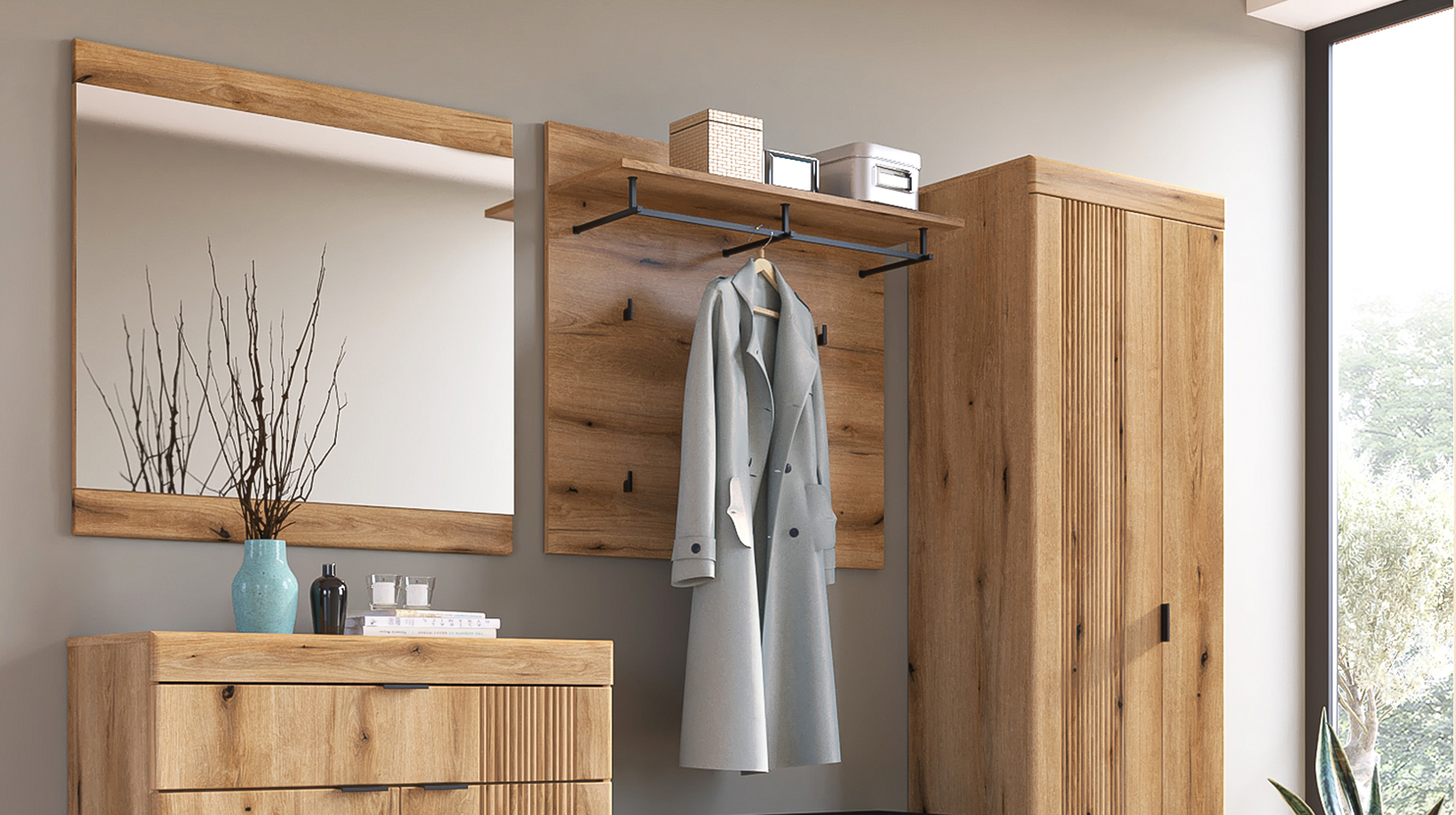 Wandgarderobe Paneele Coast Evoke Eiche Breite 88 cm - DELAMAR