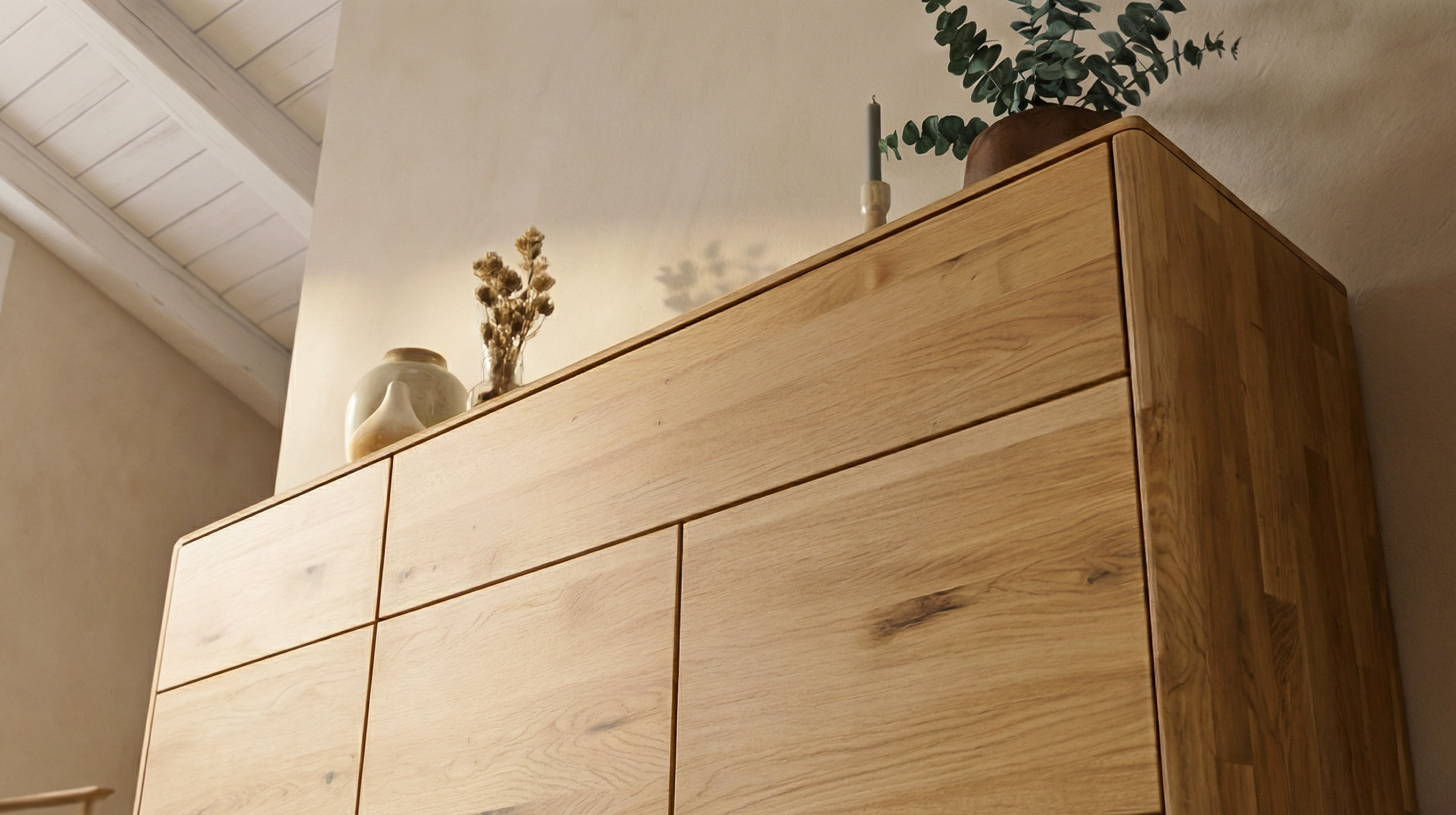 Kommode mit 2 Schubladen Wildeiche massiv geölt 149 cm - SKOV