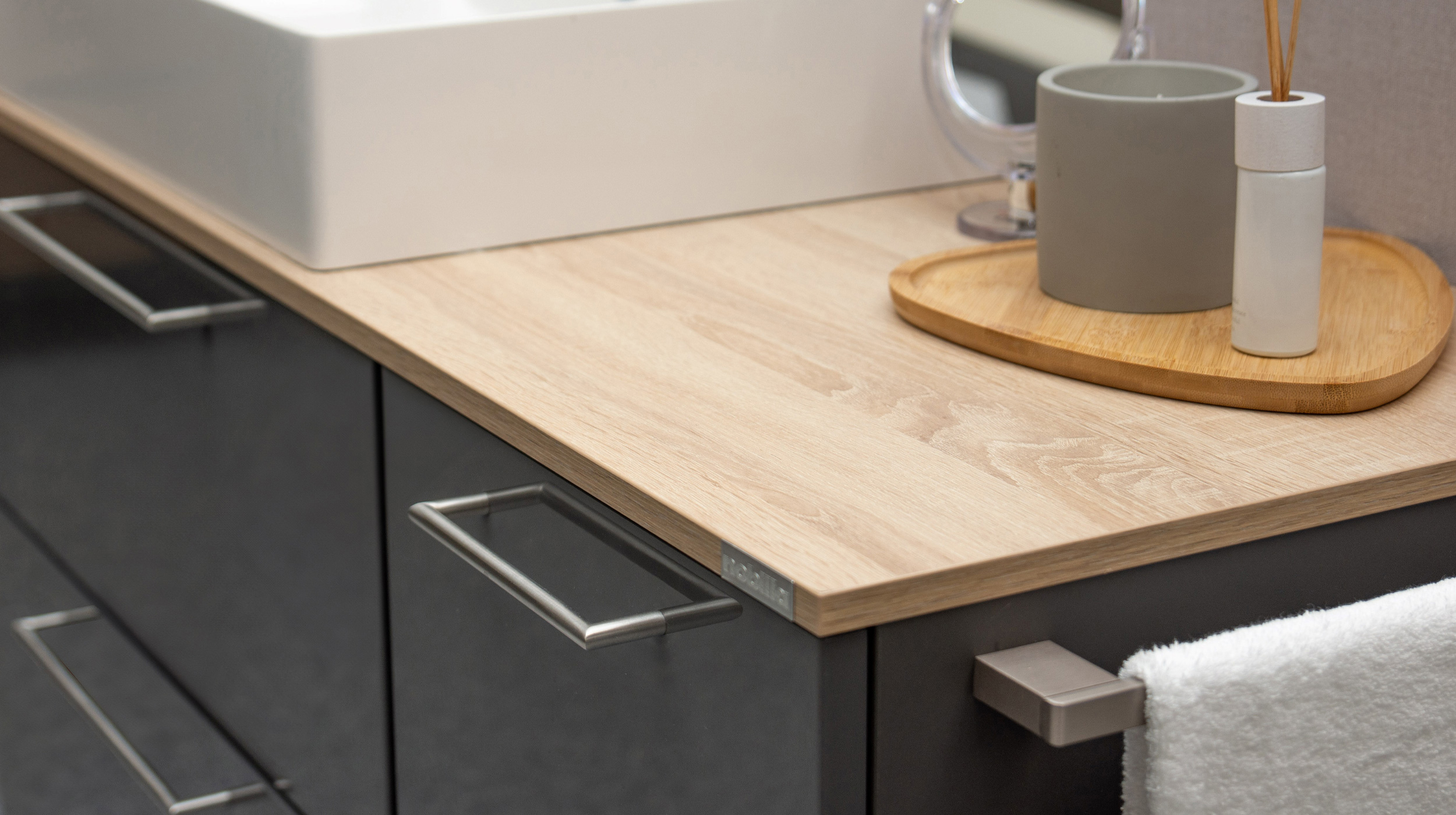 Badmöbel-Set grau hochglanz - 2 Teile - Waschtisch 120 cm - FRANKA