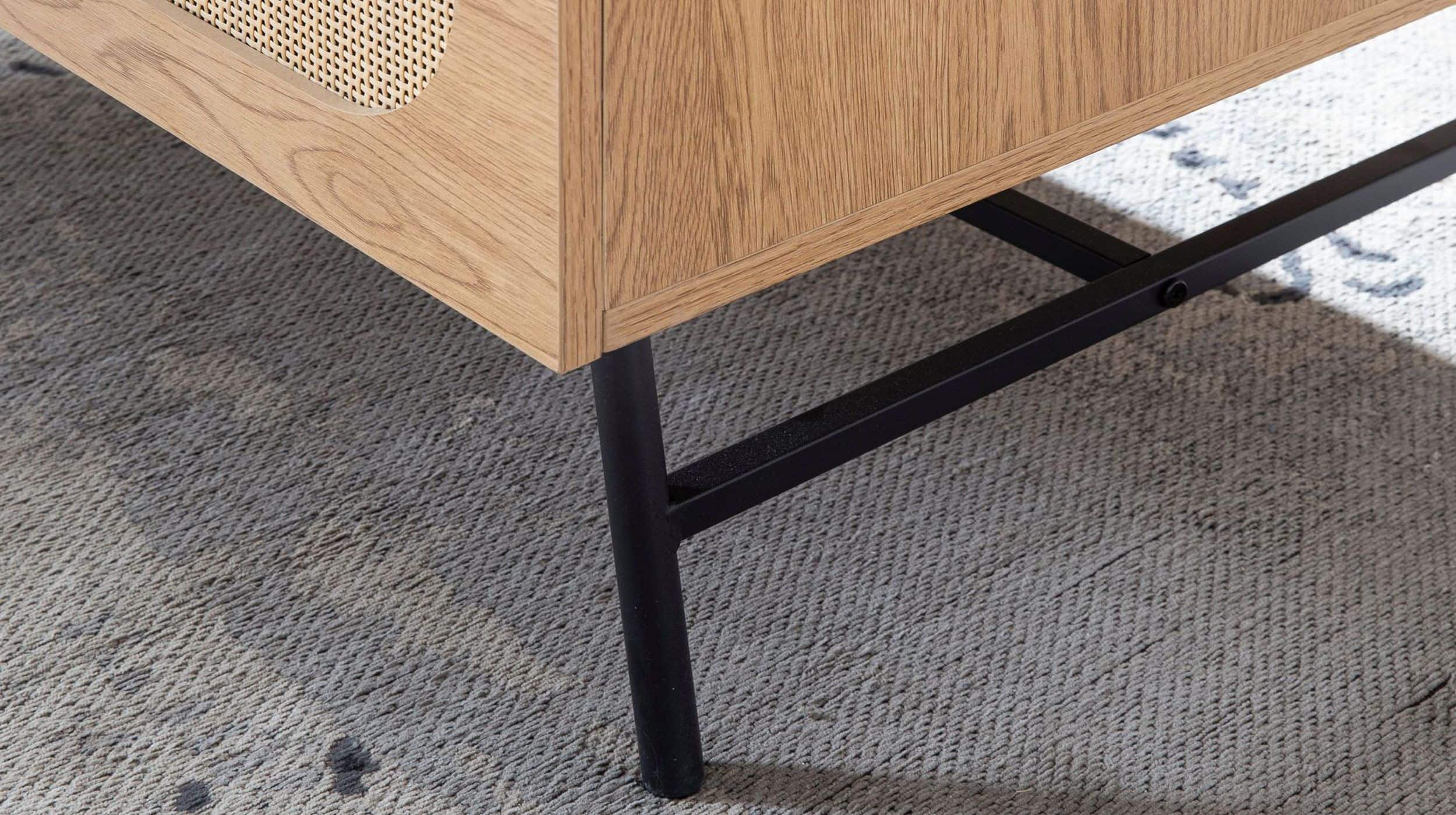 Couchtisch mit Schublade Eiche Holzdekor - Rattan 100 x 60 cm - RATVAN