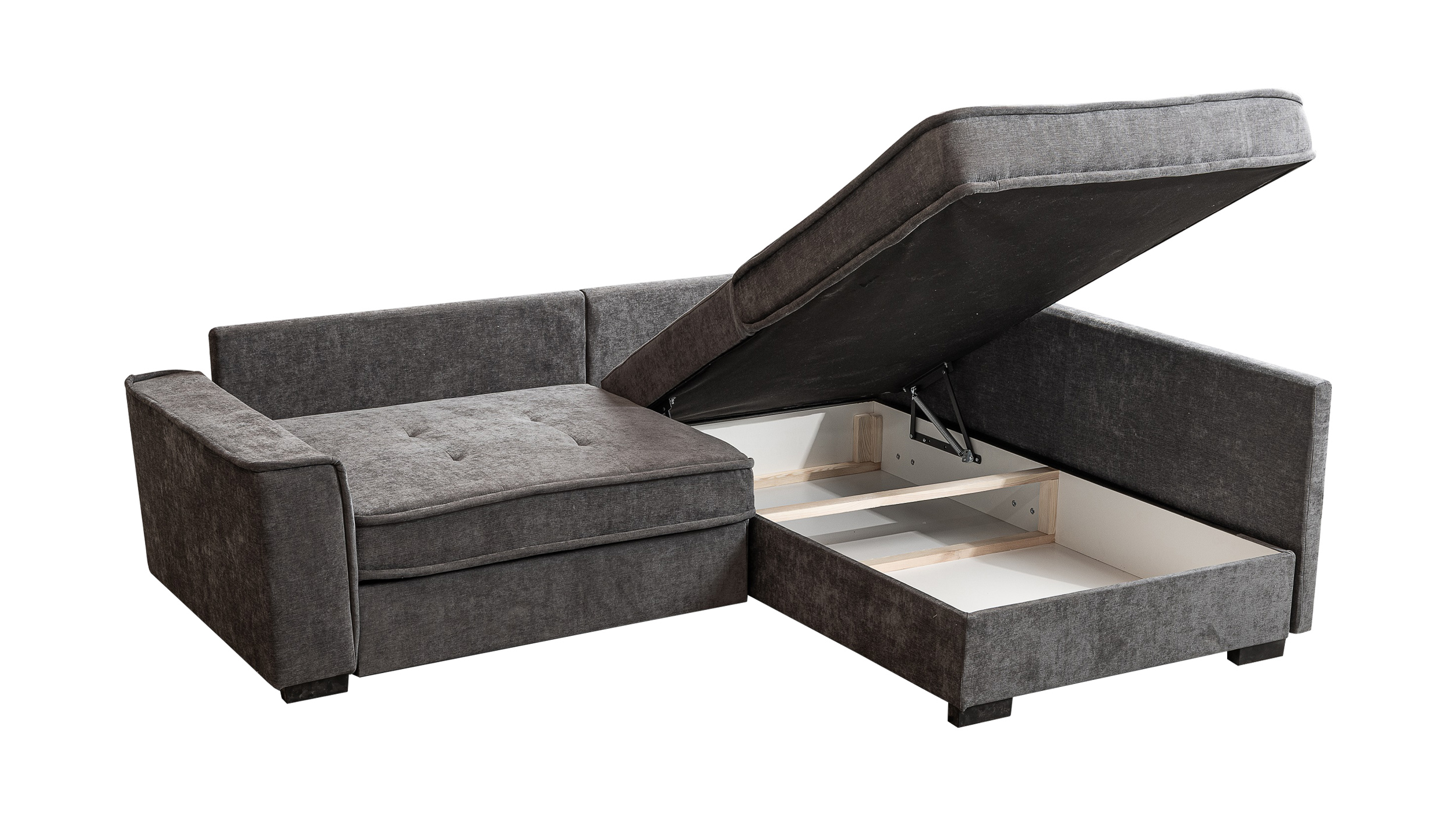 Ecksofa mit Bettkasten anthrazit 232 x 194 cm - MONTEVIDEO