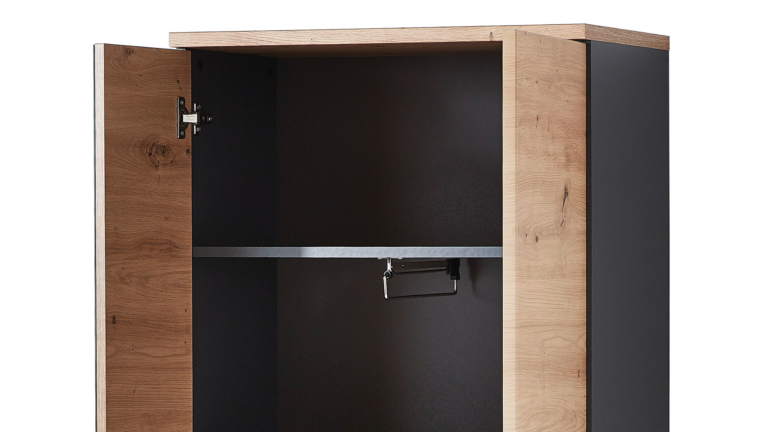 Garderobenschrank mit Spiegel Artisan Eiche - Graphit 65 cm - MEMPHIS