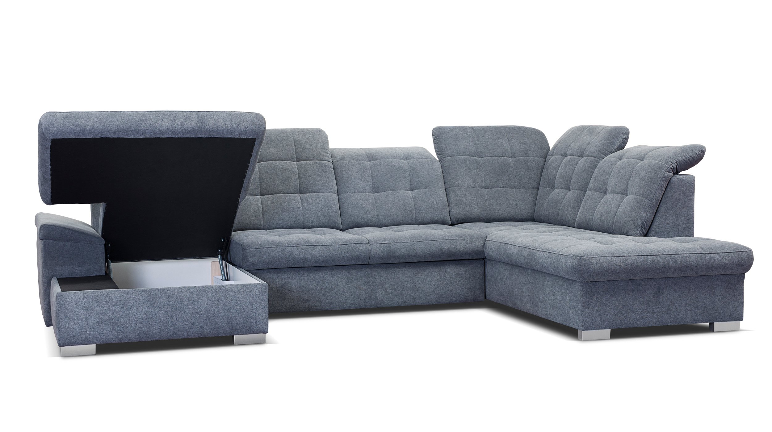 Wohnlandschaft Schlaffunktion grau - 330 cm - Bettkasten NICOLE