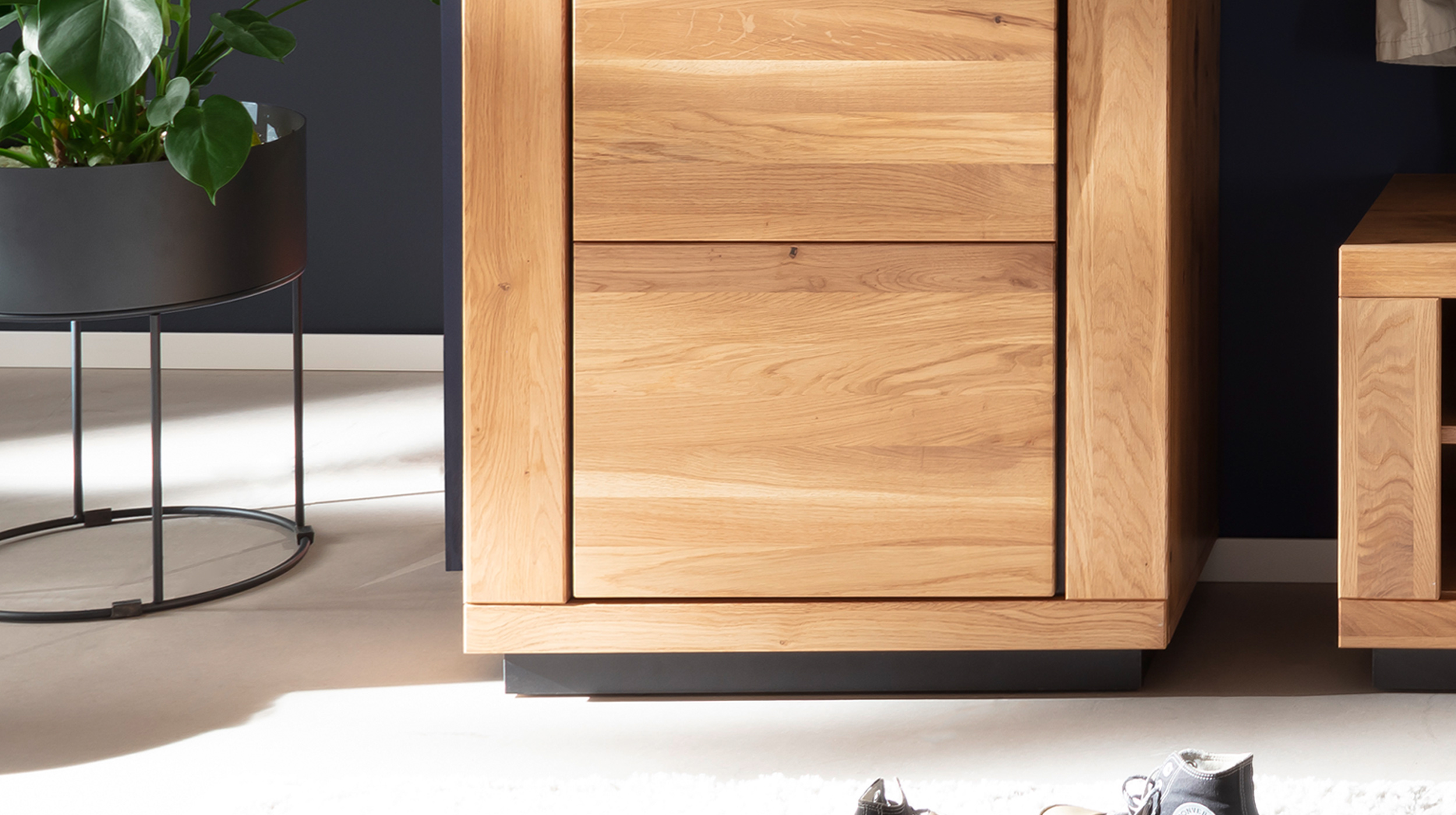 Garderobenschrank Wildeiche teilmassiv geölt - 70 cm - GRENO