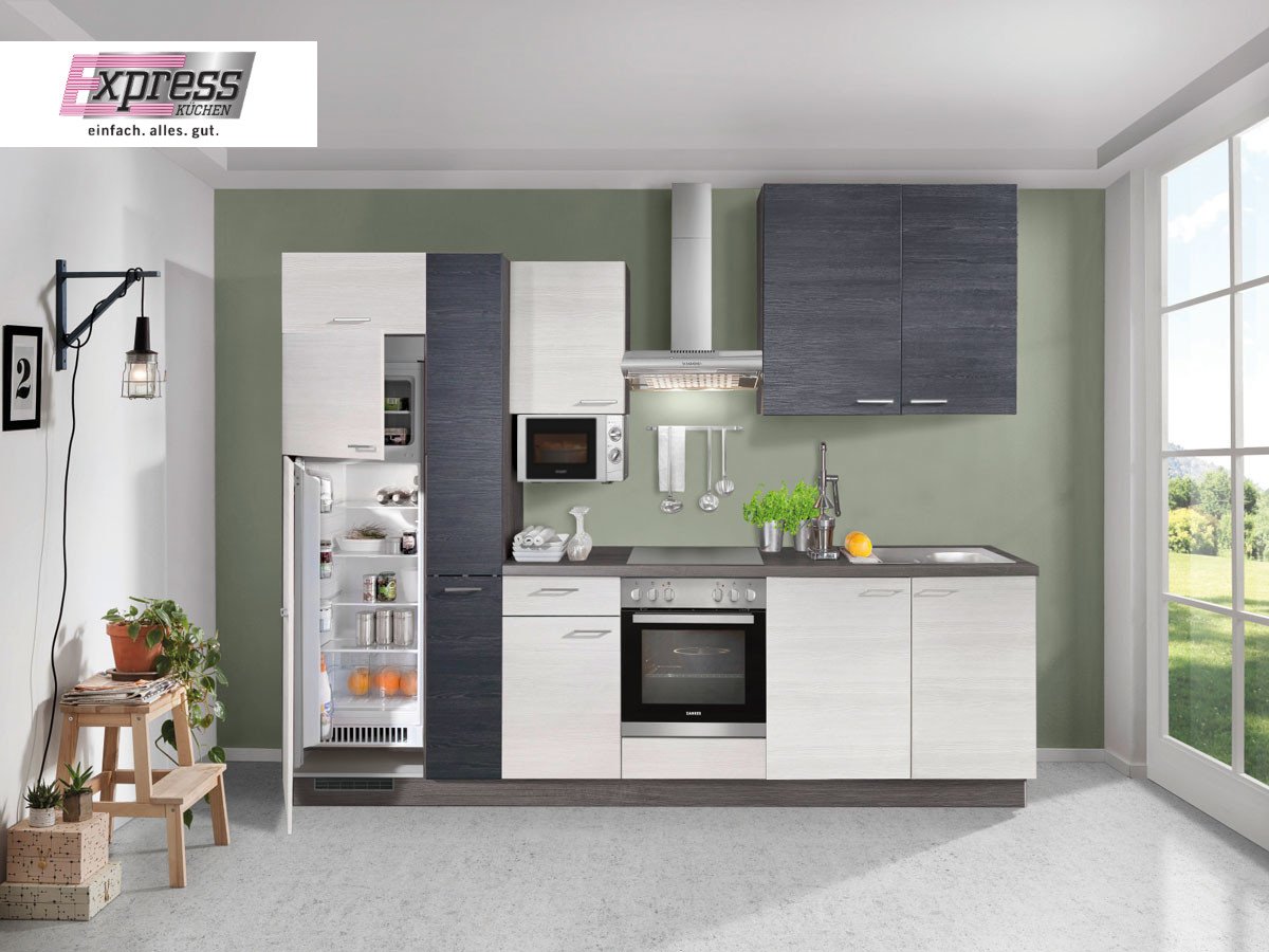 Küchenzeile 310 cm - inkl. Elektrogeräte - Küchenfronten matt - PLAN