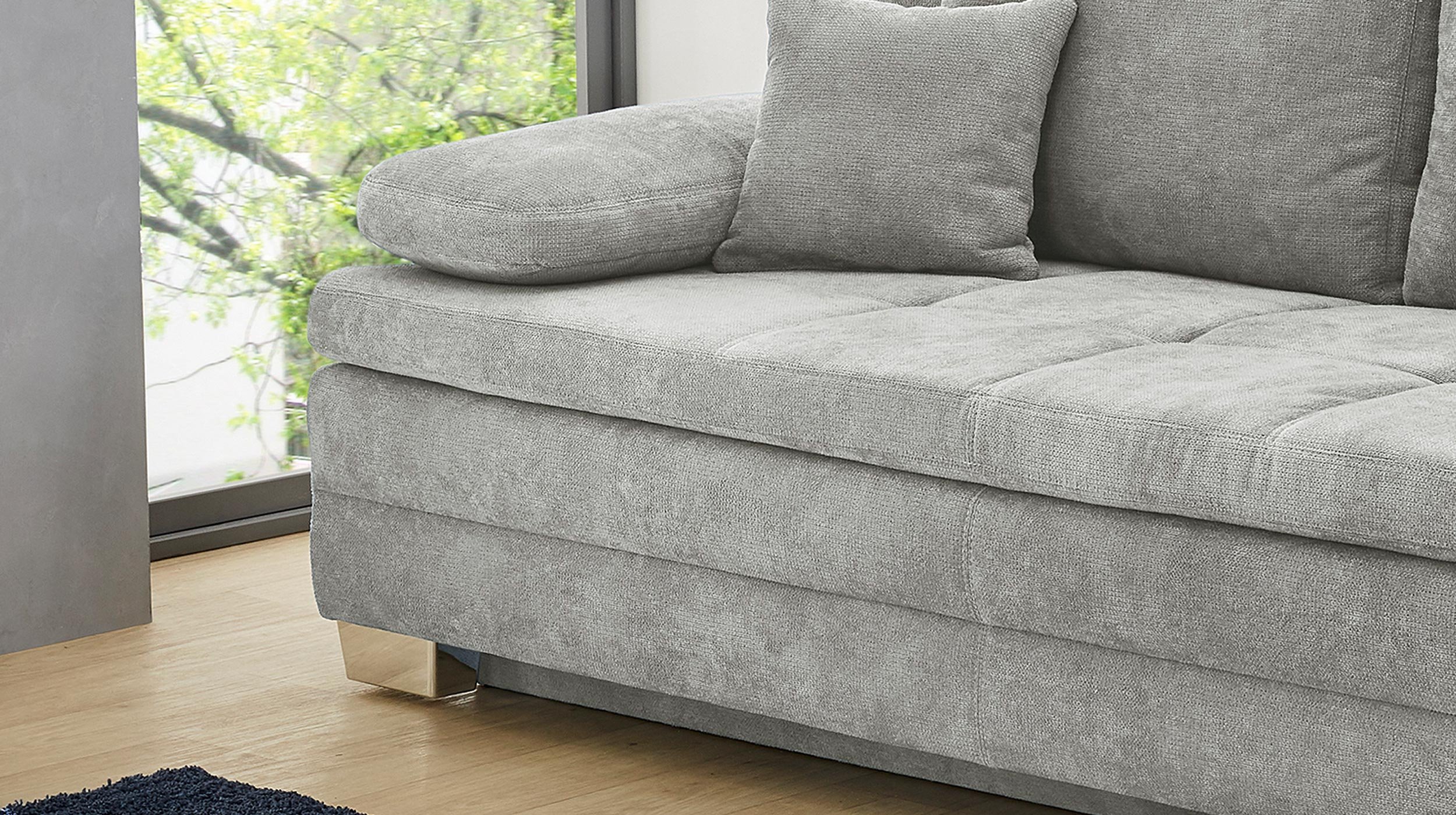 Schlafsofa grau Bettkasten Dauerschläfer Federkern 203 cm - LINDAU