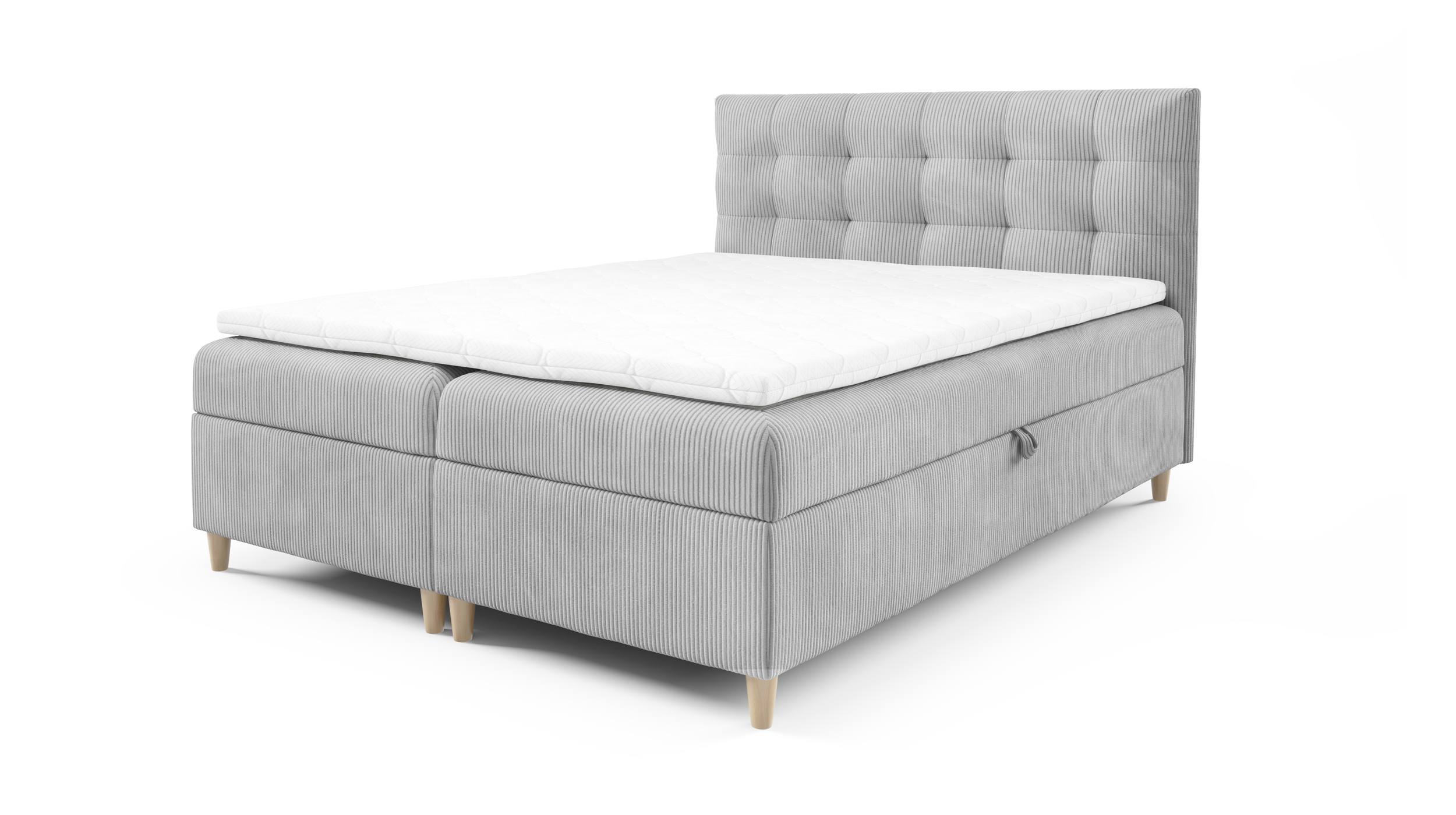 Boxbett Cord grau 160 x 200 cm - Bettkasten - ADORA