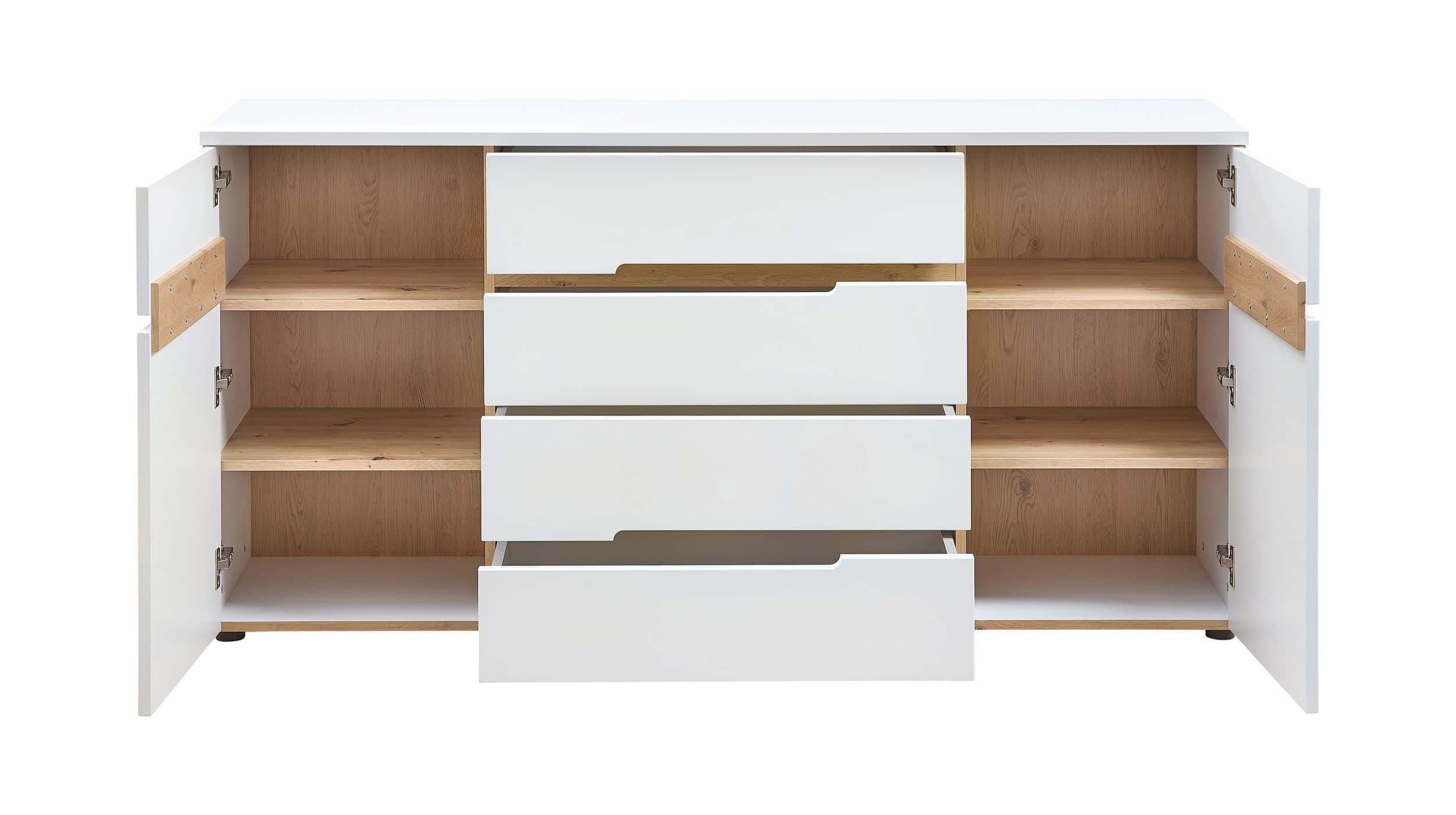 Sideboard mit 4 Schubladen weiß - Artisan Eiche 165 cm - MEMPHIS 