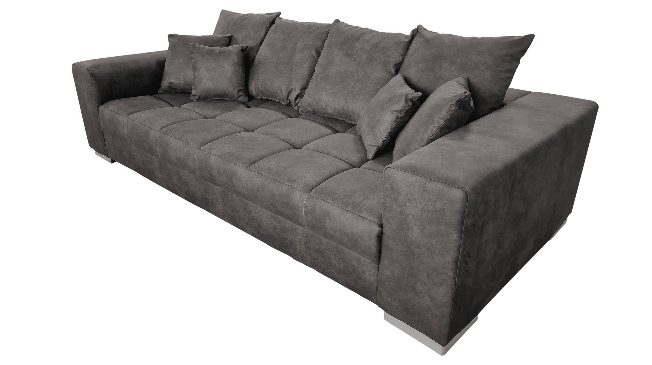 Big Sofa in grau Vintage 254 cm - Nosagunterfederung - BORNEO