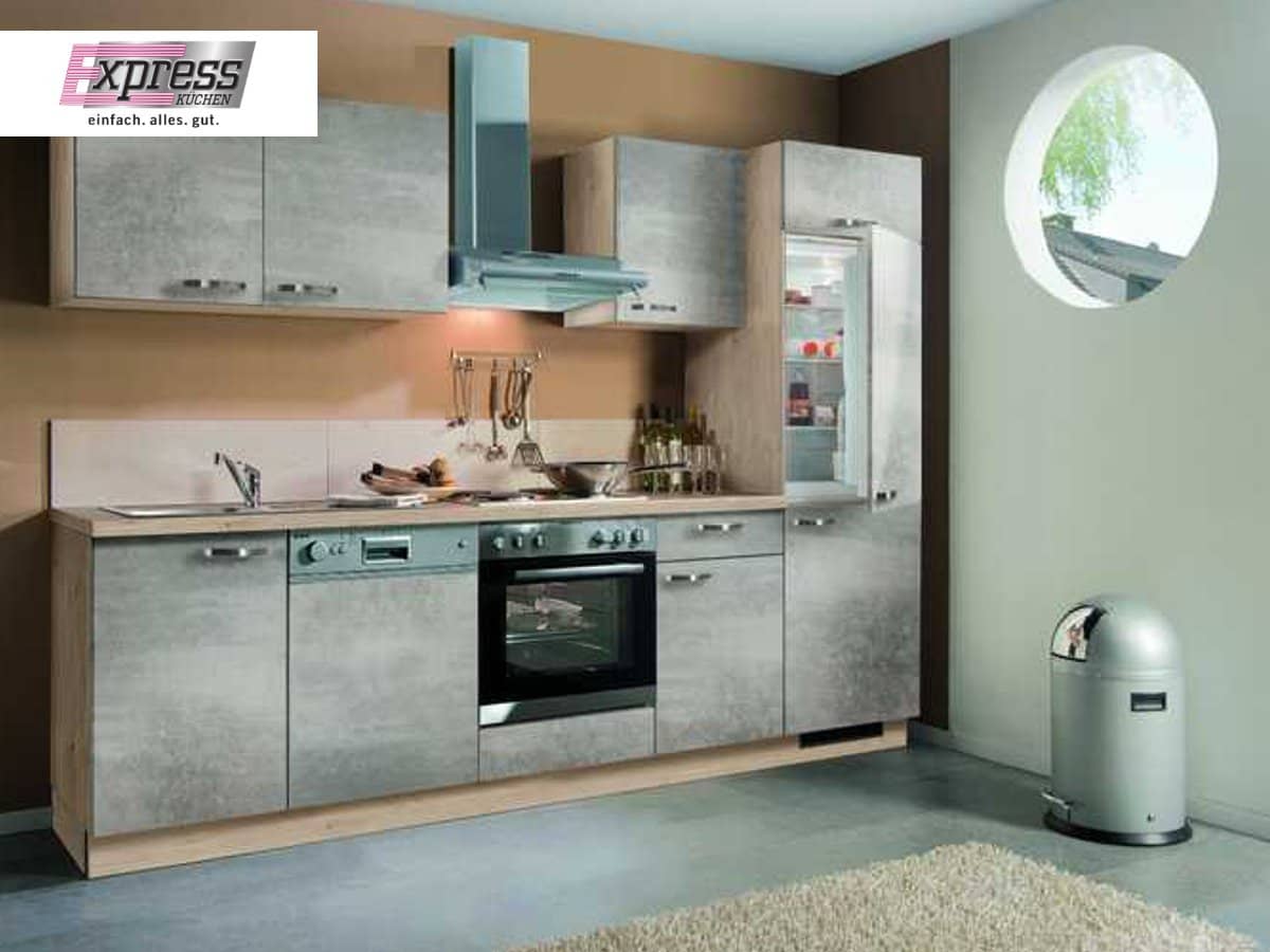 Küchenzeile 280 cm - mit Geräten - Küchenfronten matt - BASE