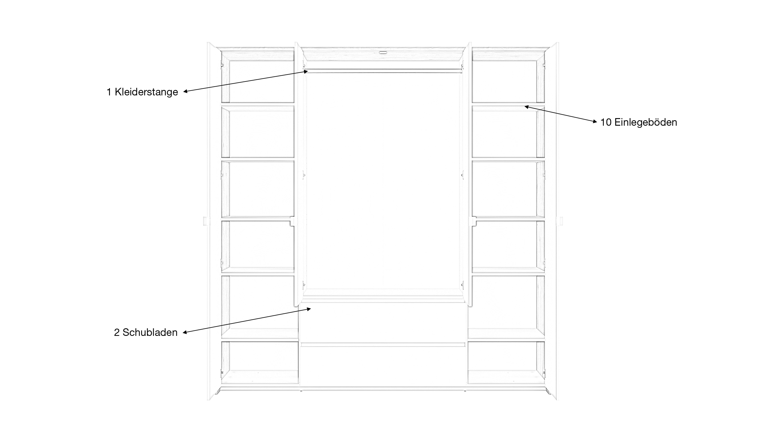 Kleiderschrank 197 cm weiß hochglanz - Jackson Hickory 4-türig - NEXT